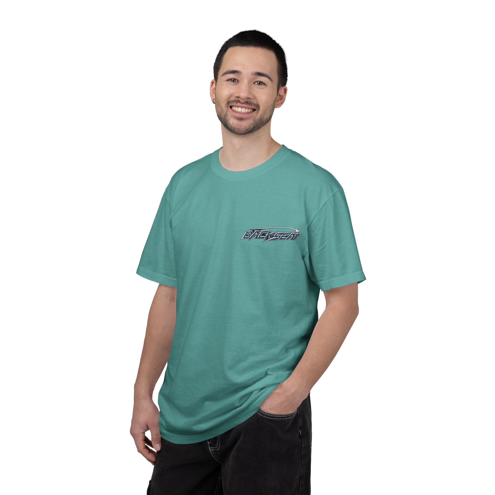 BACKSEAT Midnight Blue Graphic T-Shirt — Retro Racing Streetwear Tee