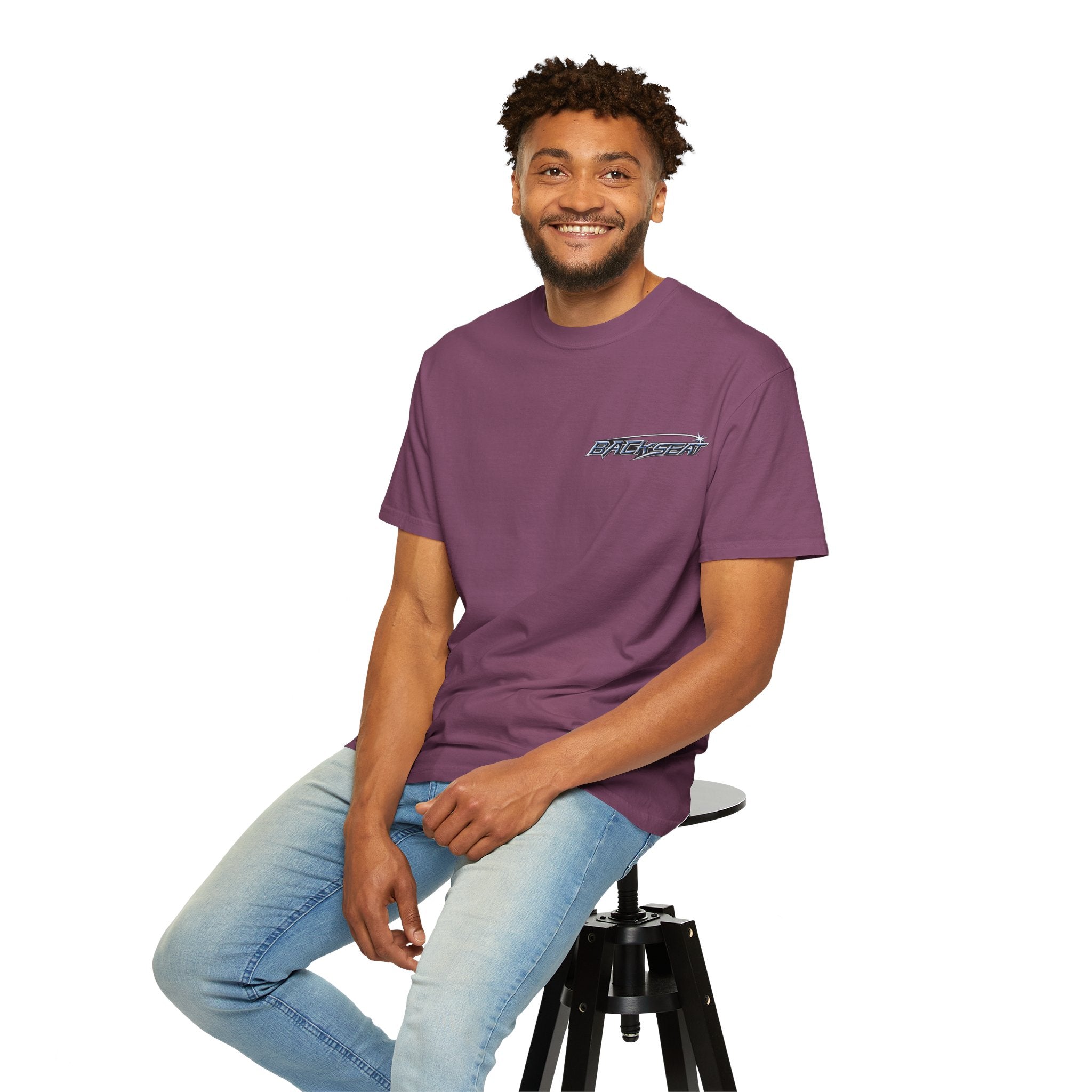 BACKSEAT Midnight Blue Graphic T-Shirt — Retro Racing Streetwear Tee