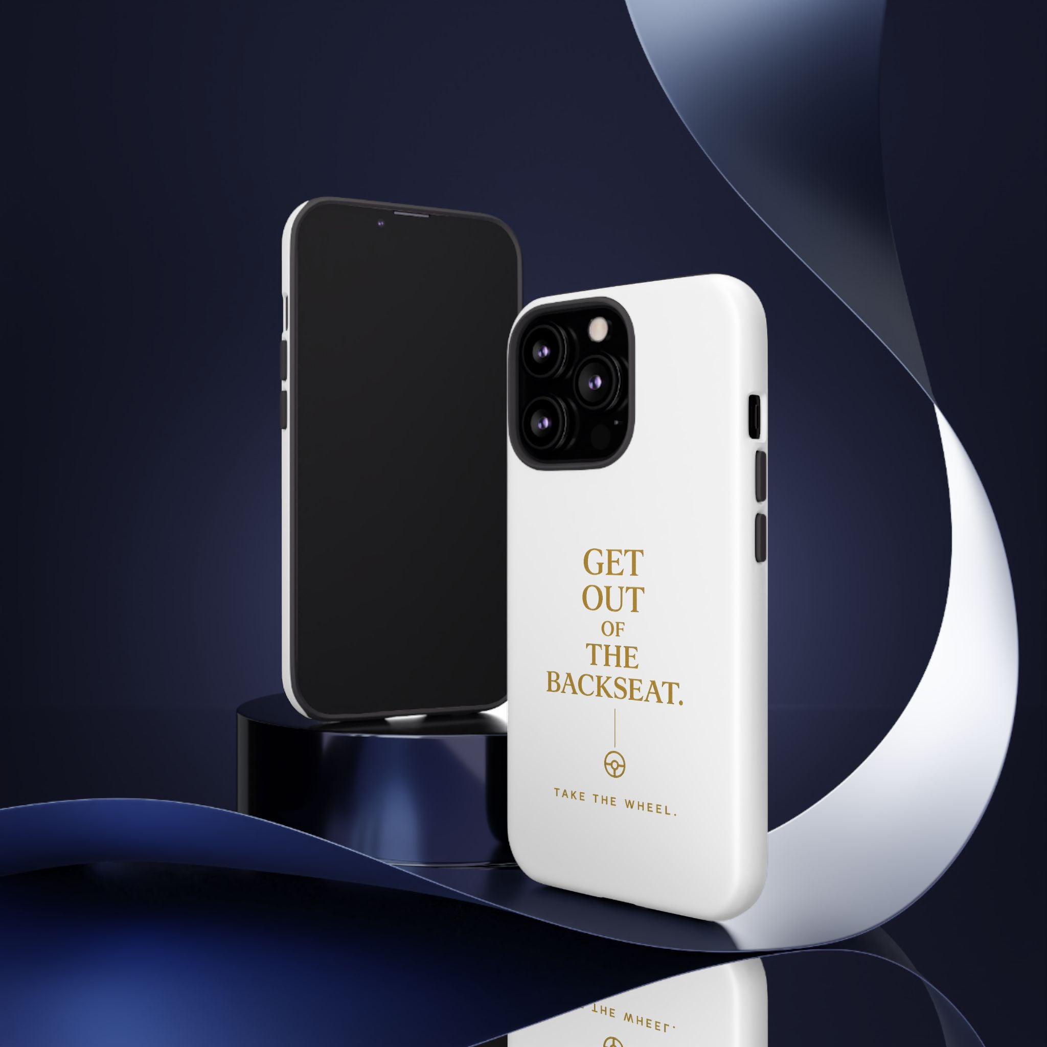 Get Out of the Backseat iPhone Case — Minimal Gold Typography Protective Phone Case