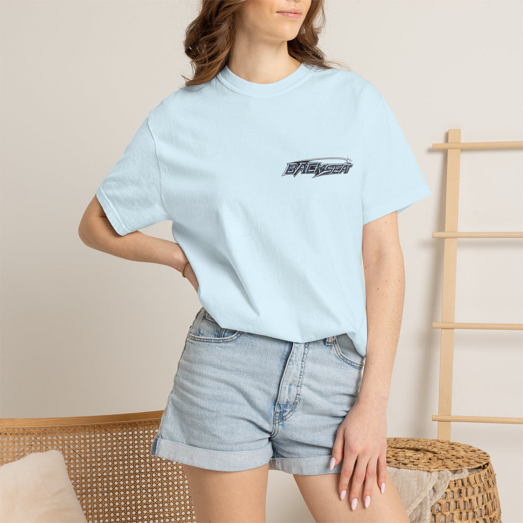 BACKSEAT Midnight Blue Graphic T-Shirt — Retro Racing Streetwear Tee