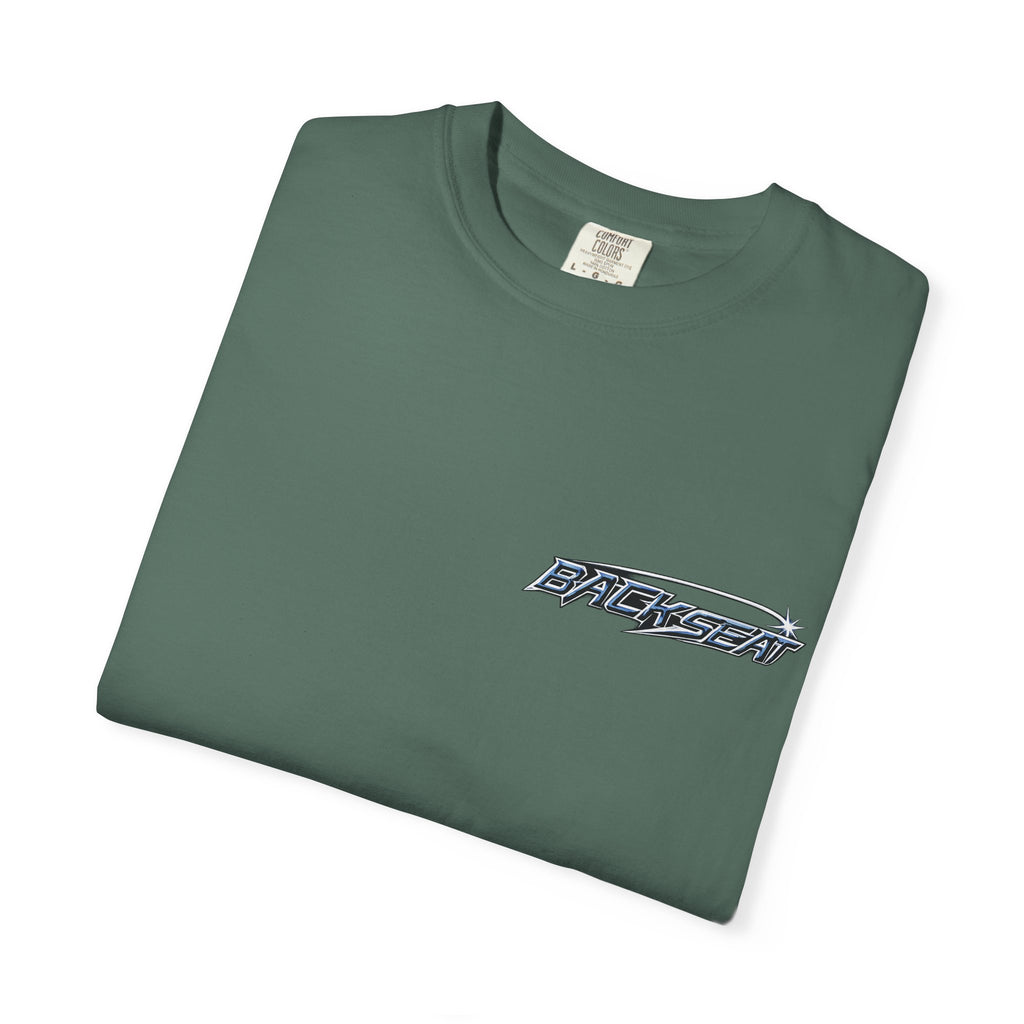 BACKSEAT Midnight Blue Graphic T-Shirt — Retro Racing Streetwear Tee