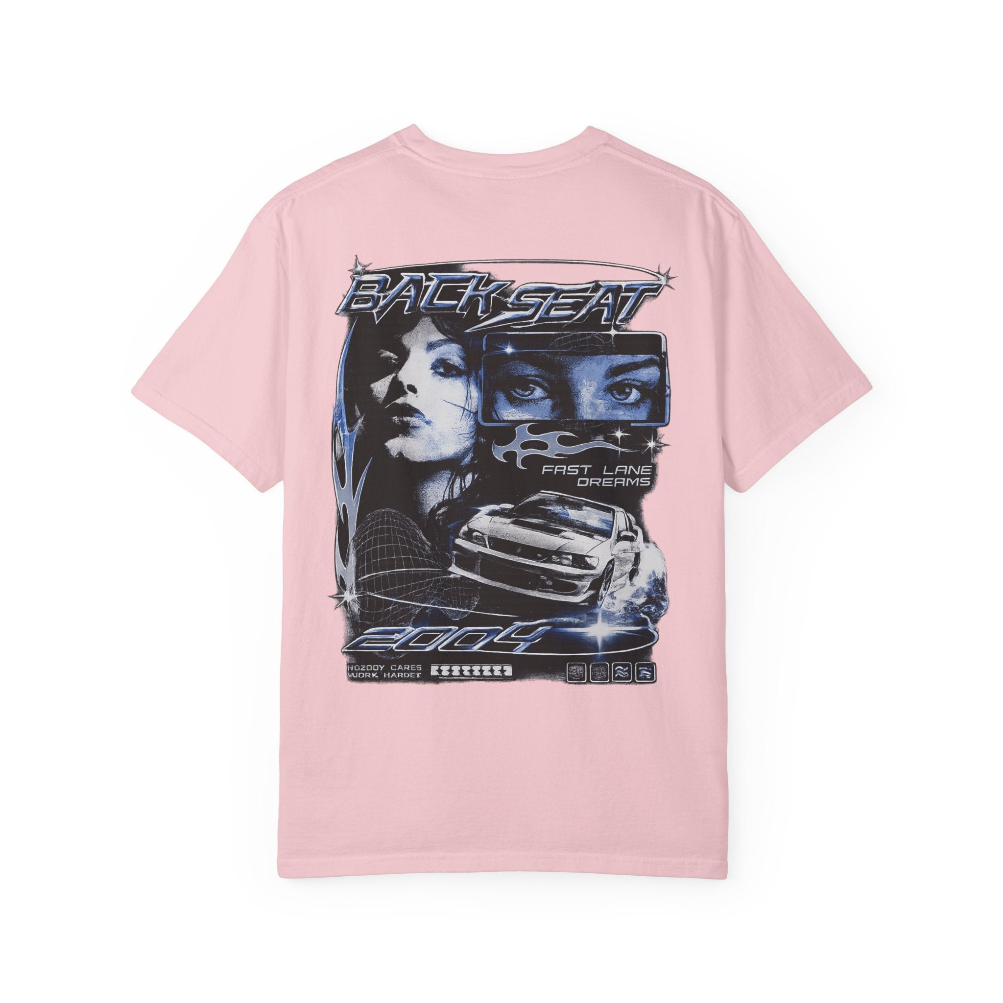 BACKSEAT Midnight Blue Graphic T-Shirt — Retro Racing Streetwear Tee