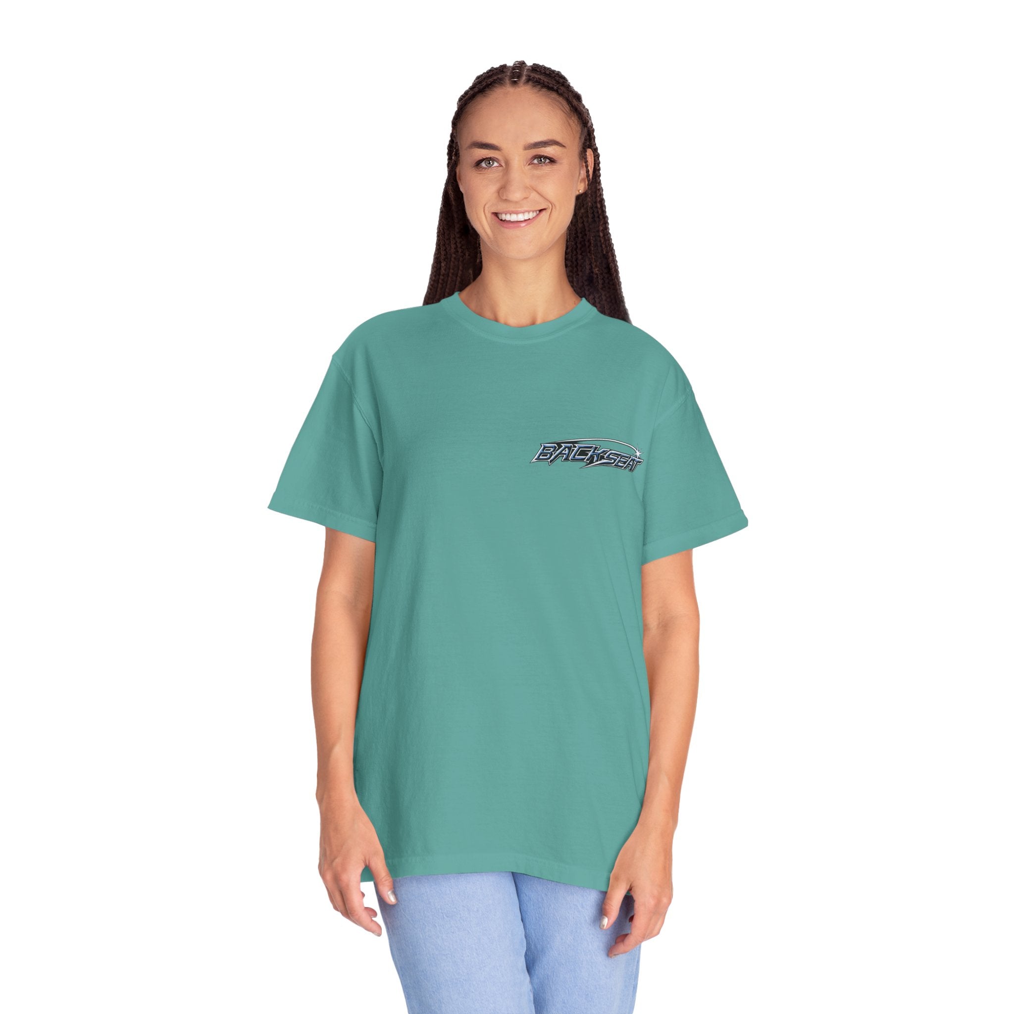 BACKSEAT Midnight Blue Graphic T-Shirt — Retro Racing Streetwear Tee