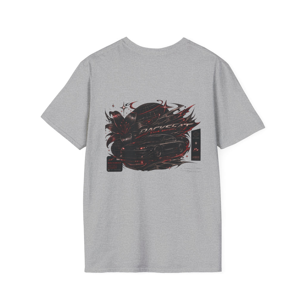 Minimal Black Cherry BACKSEAT T-Shirt — Small Chest Graphic Casual Tee