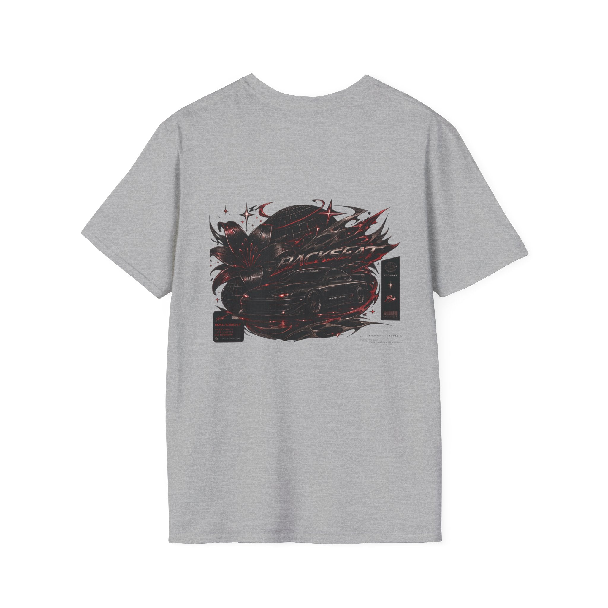 Minimal Black Cherry BACKSEAT T-Shirt — Small Chest Graphic Casual Tee