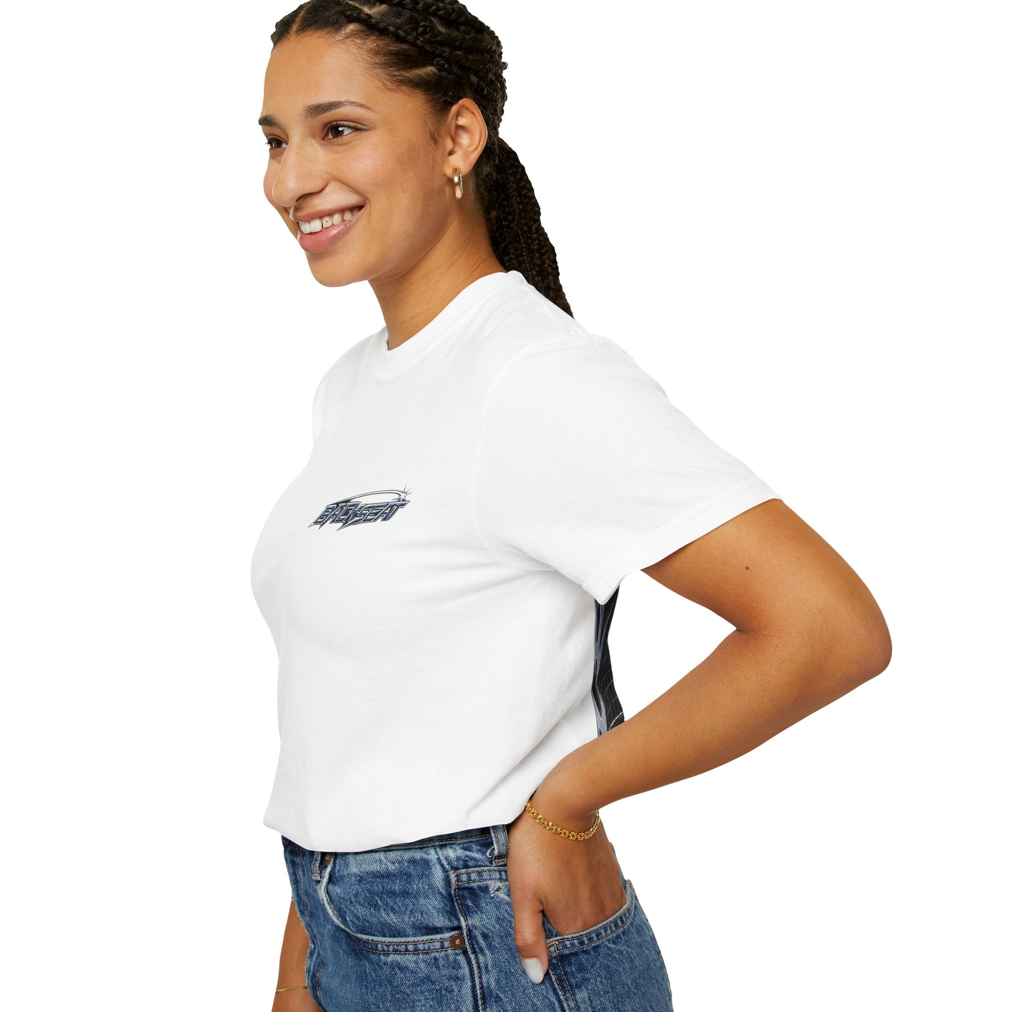 BACKSEAT Midnight Blue Graphic T-Shirt — Retro Racing Streetwear Tee