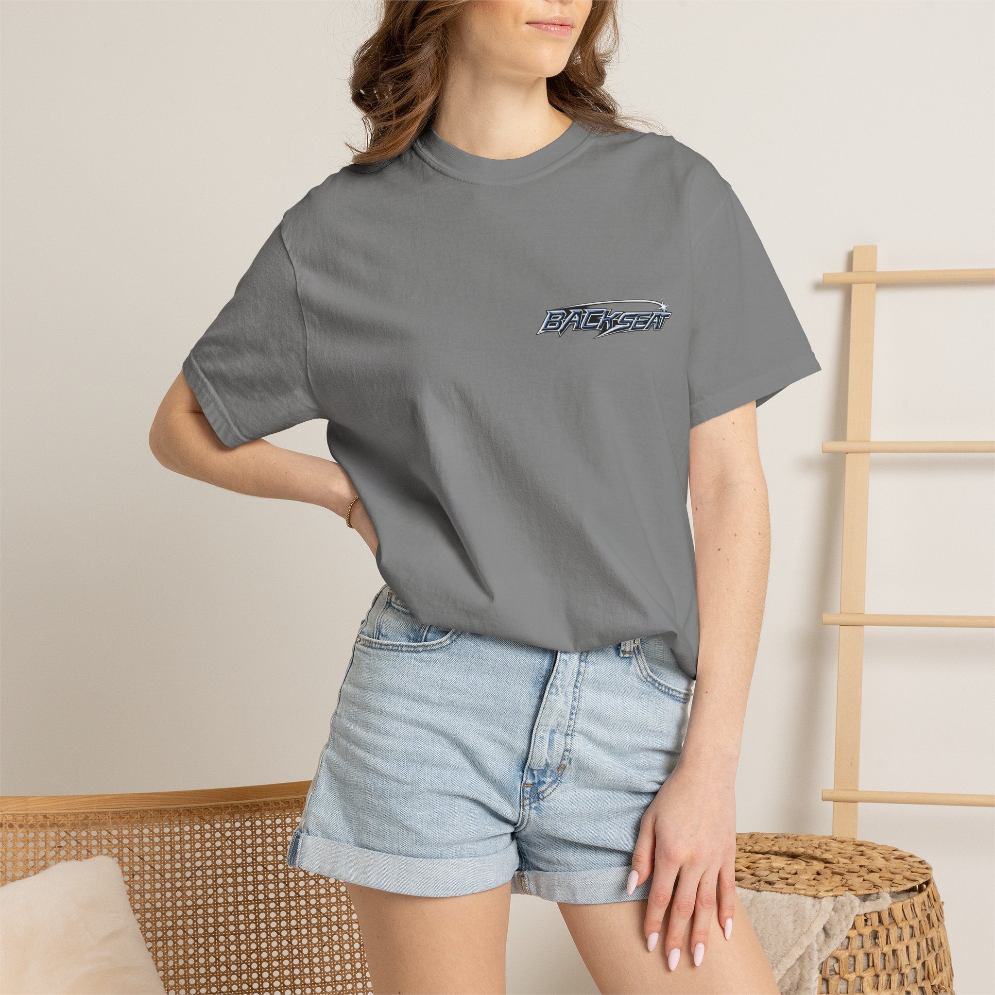 BACKSEAT Midnight Blue Graphic T-Shirt — Retro Racing Streetwear Tee