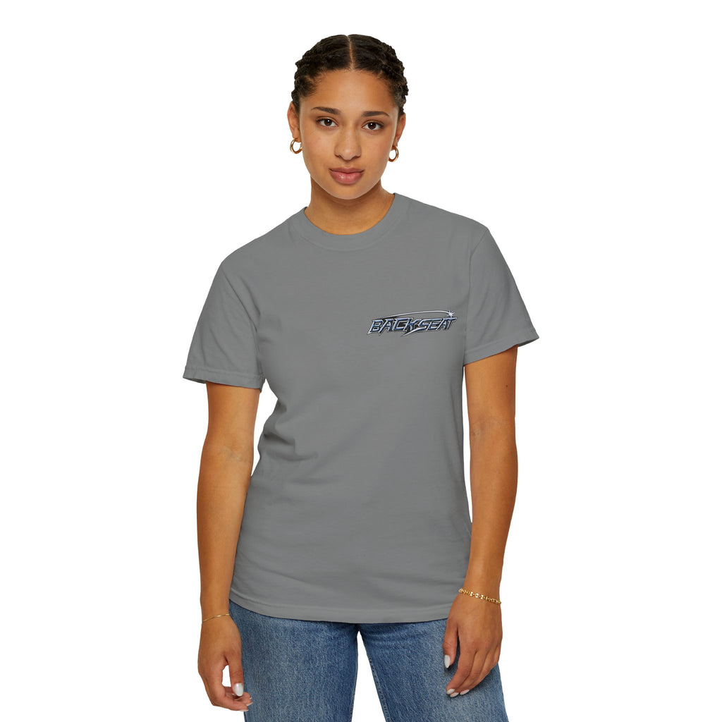 BACKSEAT Midnight Blue Graphic T-Shirt — Retro Racing Streetwear Tee