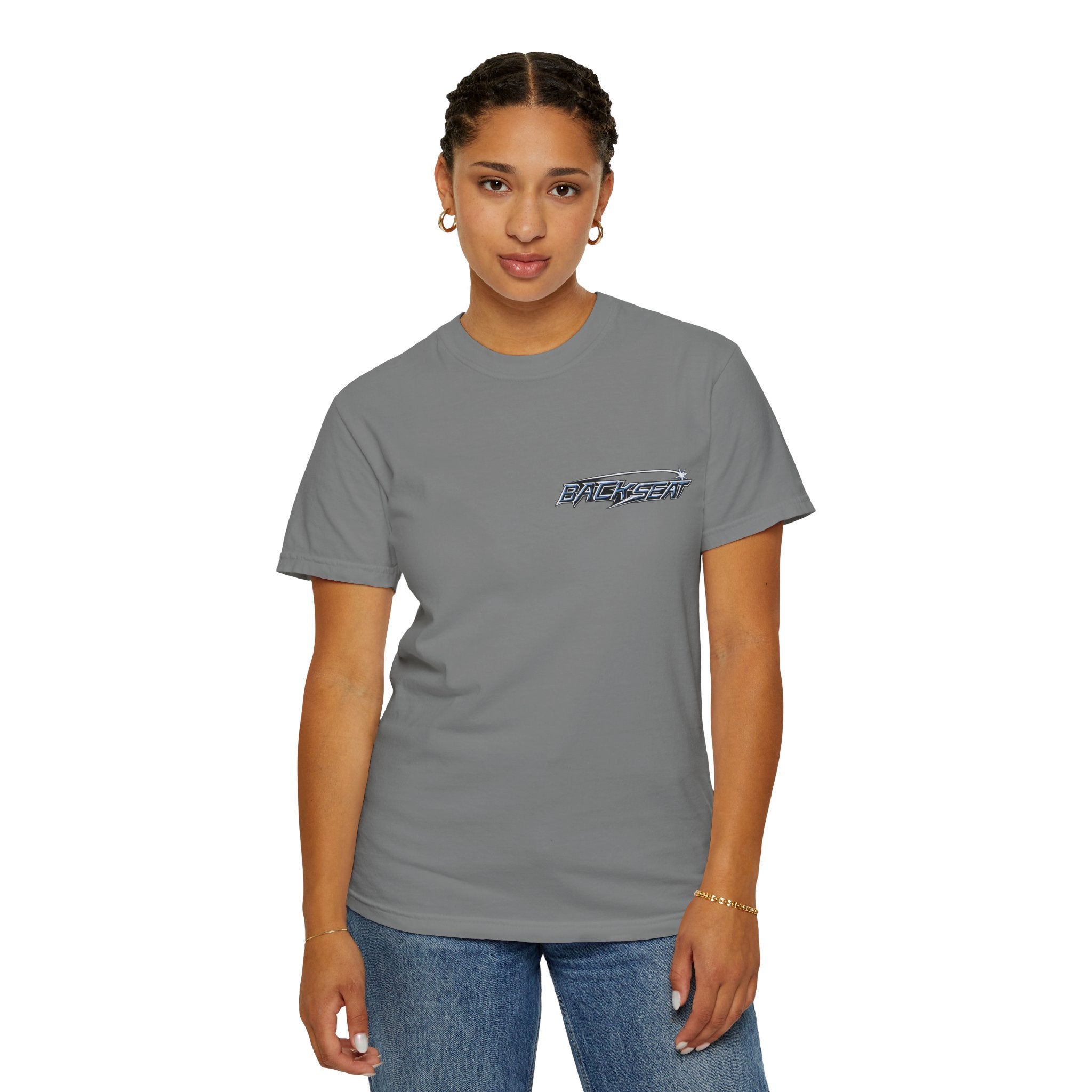 BACKSEAT Midnight Blue Graphic T-Shirt — Retro Racing Streetwear Tee