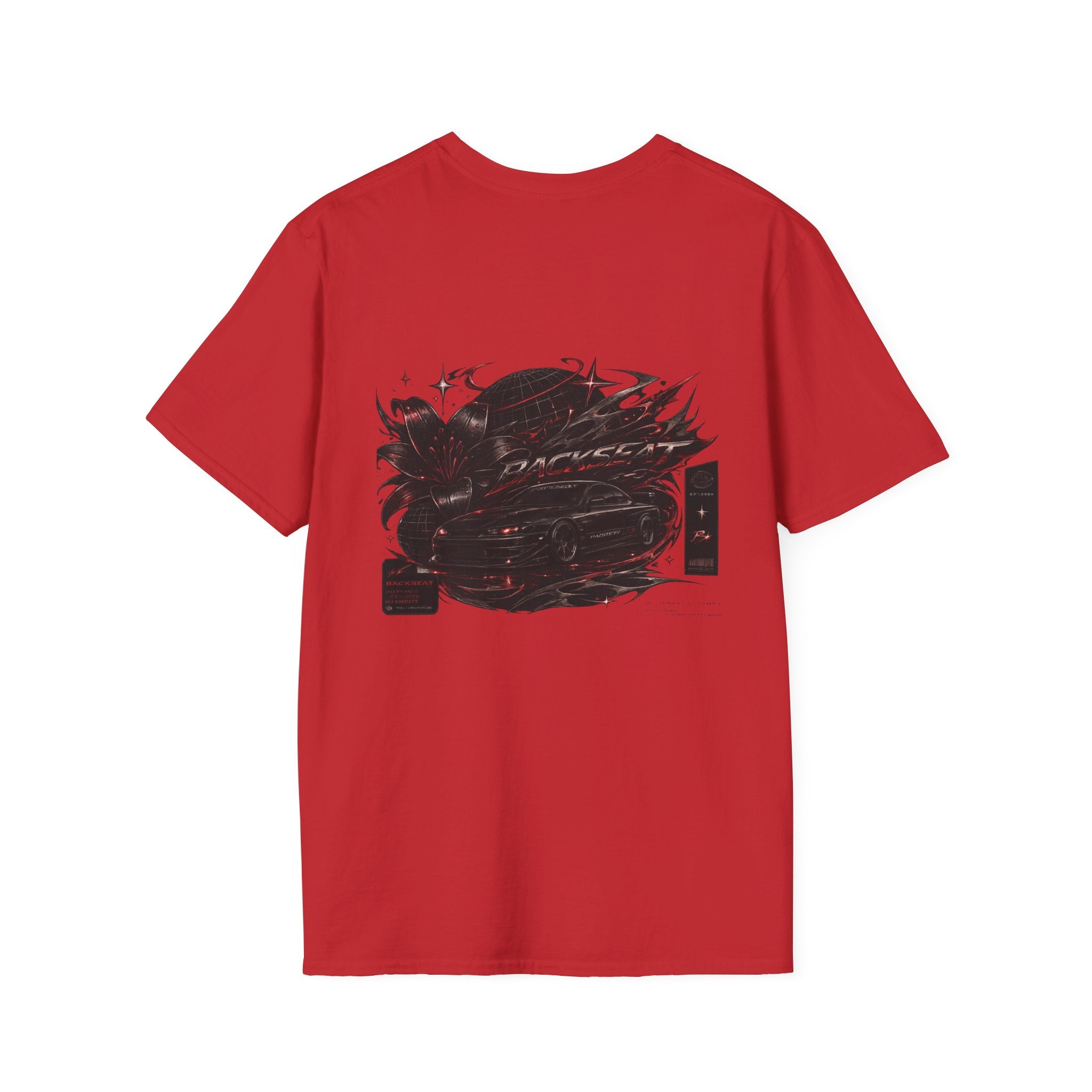 Minimal Black Cherry BACKSEAT T-Shirt — Small Chest Graphic Casual Tee