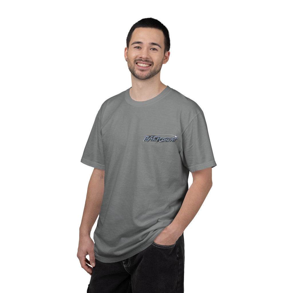 BACKSEAT Midnight Blue Graphic T-Shirt — Retro Racing Streetwear Tee