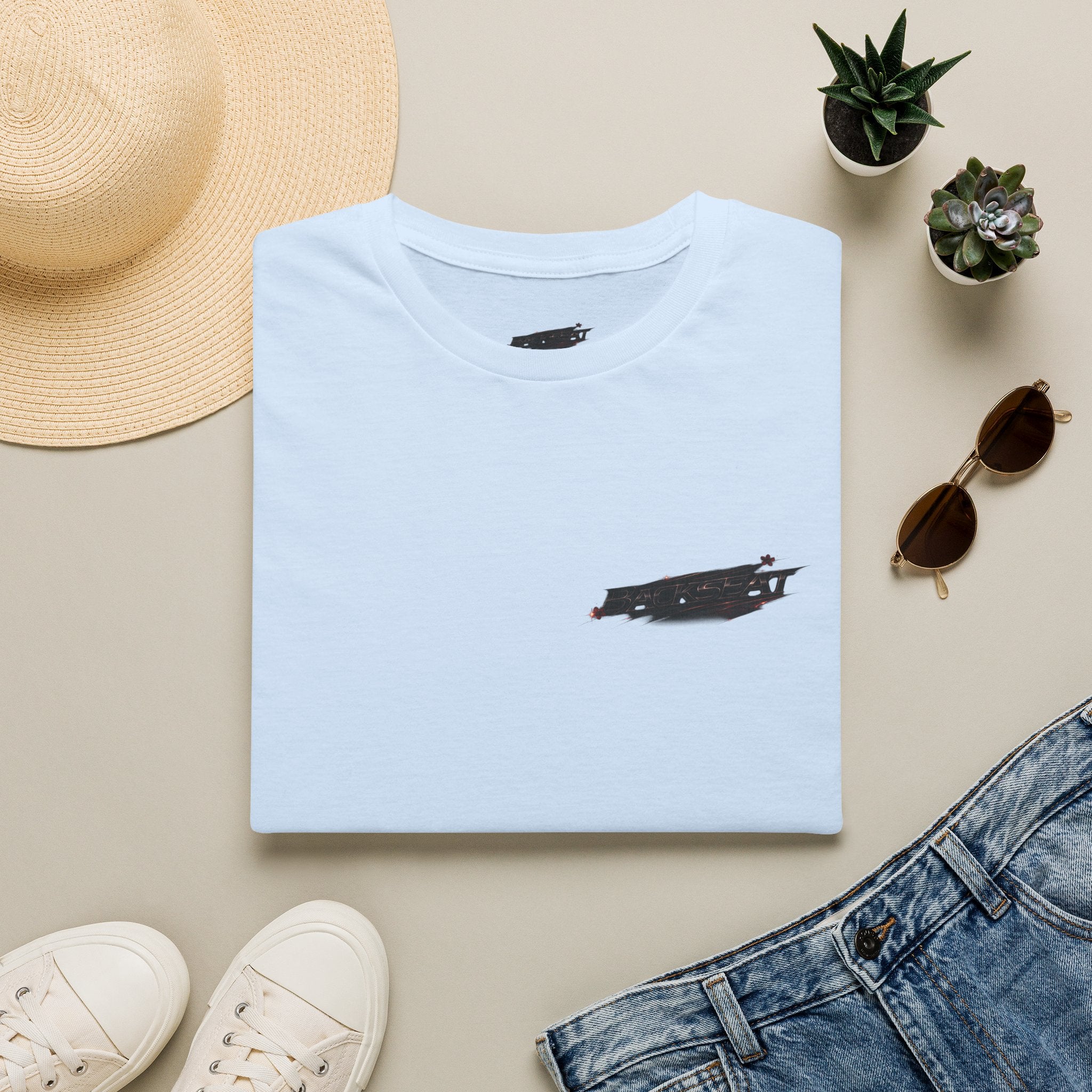 Minimal Black Cherry BACKSEAT T-Shirt — Small Chest Graphic Casual Tee