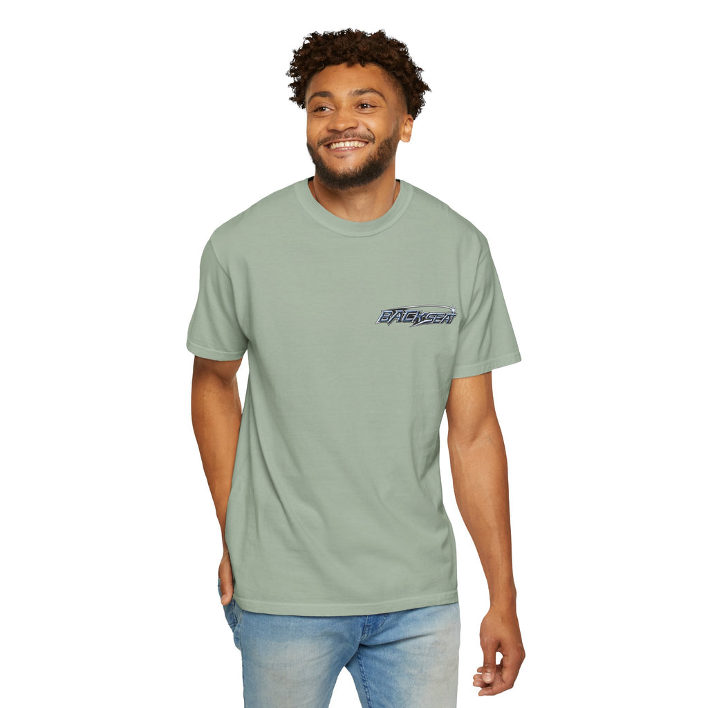 BACKSEAT Midnight Blue Graphic T-Shirt — Retro Racing Streetwear Tee