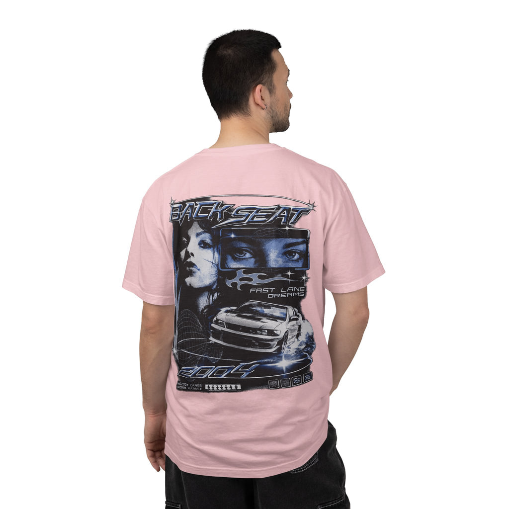 BACKSEAT Midnight Blue Graphic T-Shirt — Retro Racing Streetwear Tee