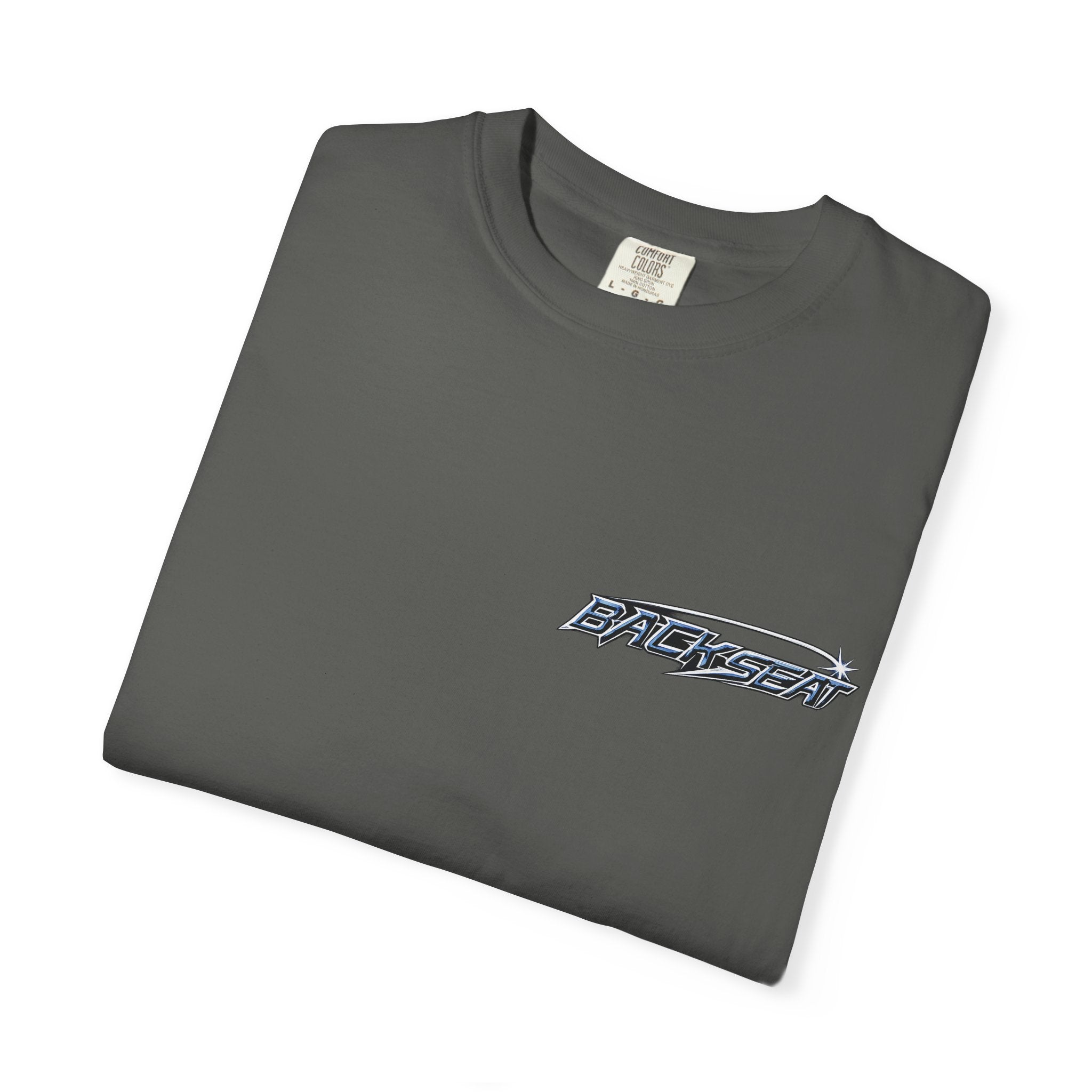 BACKSEAT Midnight Blue Graphic T-Shirt — Retro Racing Streetwear Tee