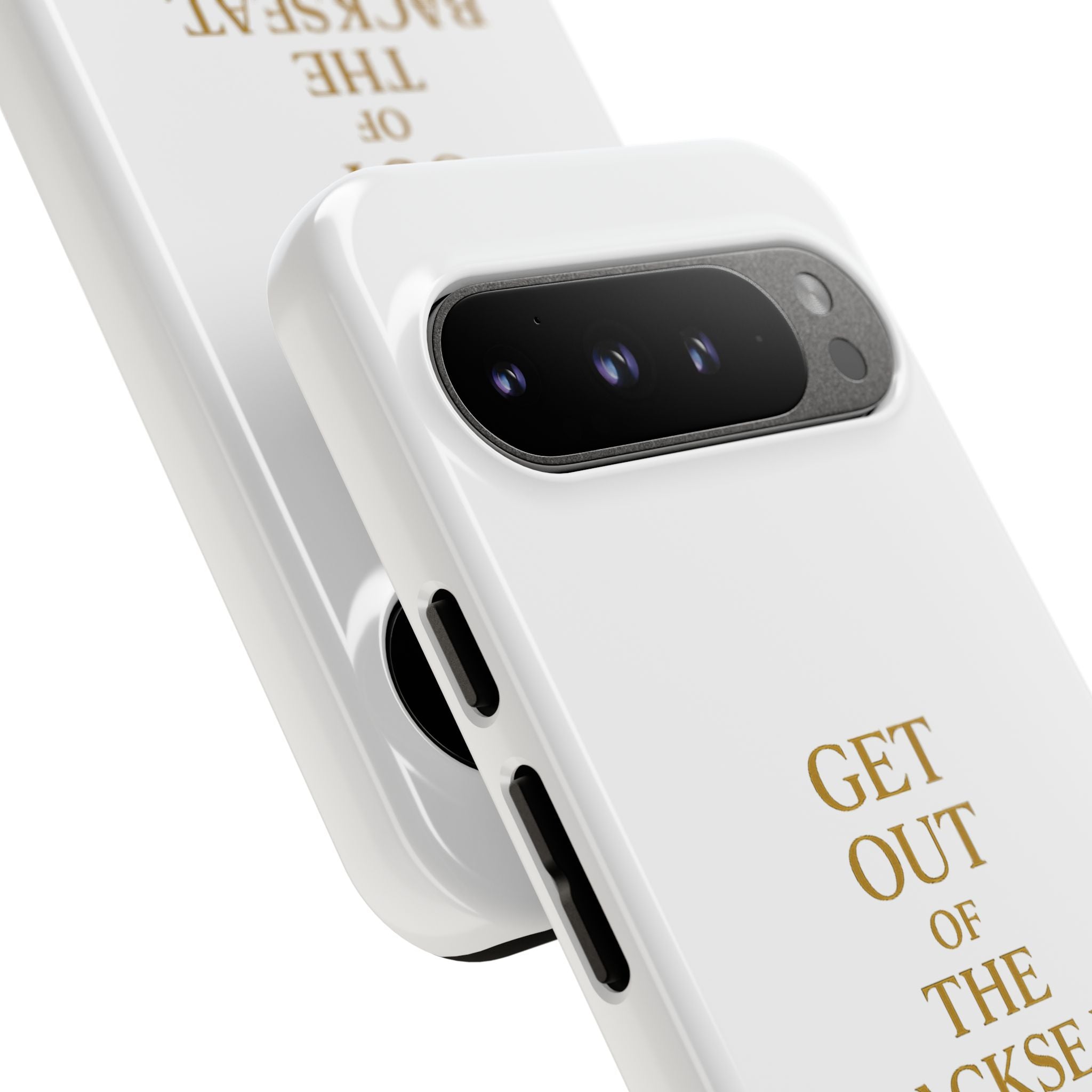 Get Out of the Backseat iPhone Case — Minimal Gold Typography Protective Phone Case