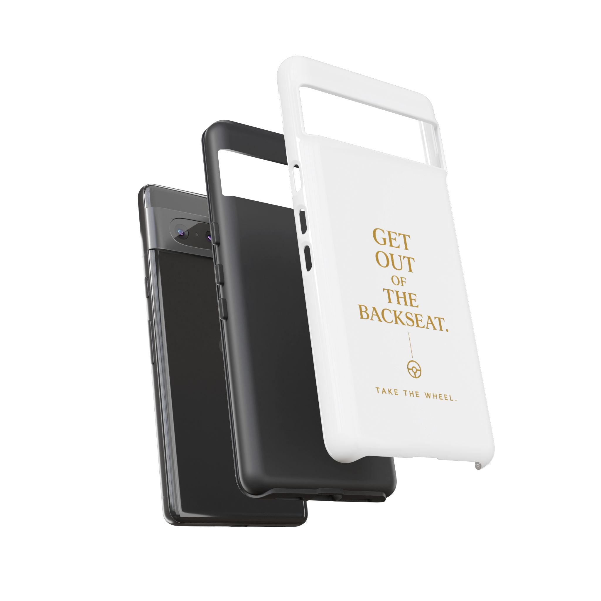 Get Out of the Backseat iPhone Case — Minimal Gold Typography Protective Phone Case