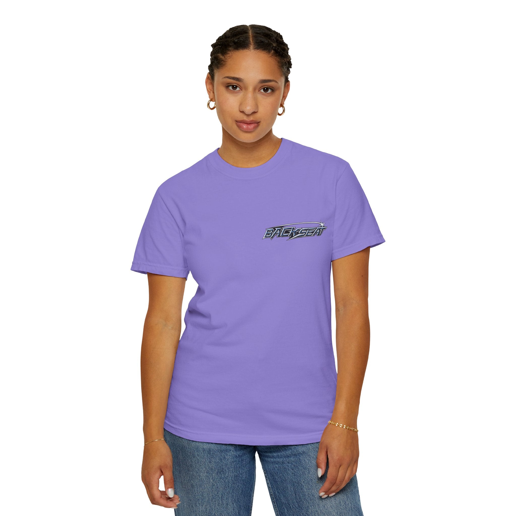 BACKSEAT Midnight Blue Graphic T-Shirt — Retro Racing Streetwear Tee