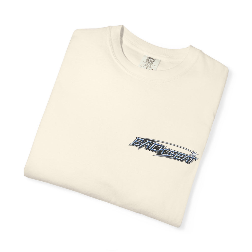 BACKSEAT Midnight Blue Graphic T-Shirt — Retro Racing Streetwear Tee