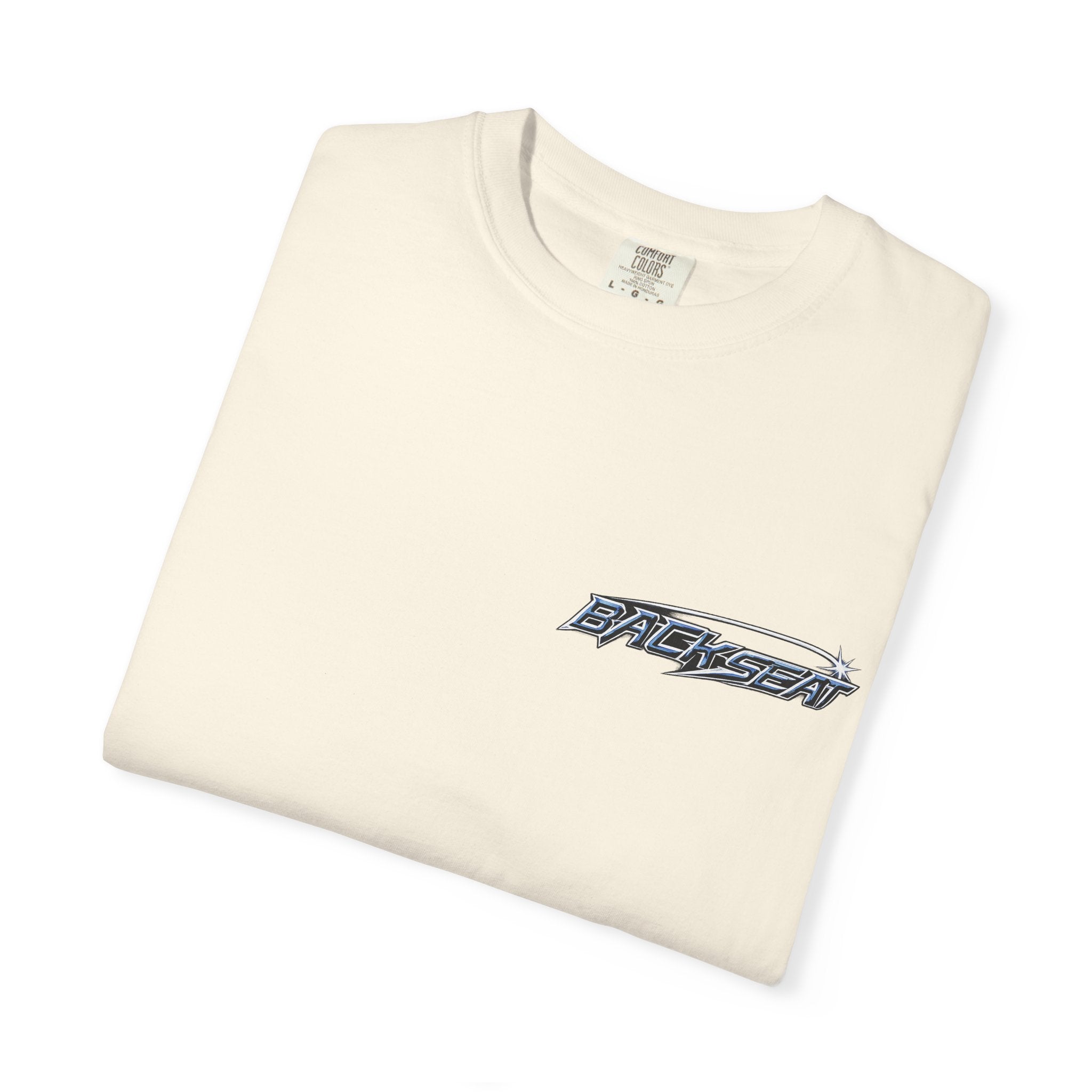 BACKSEAT Midnight Blue Graphic T-Shirt — Retro Racing Streetwear Tee