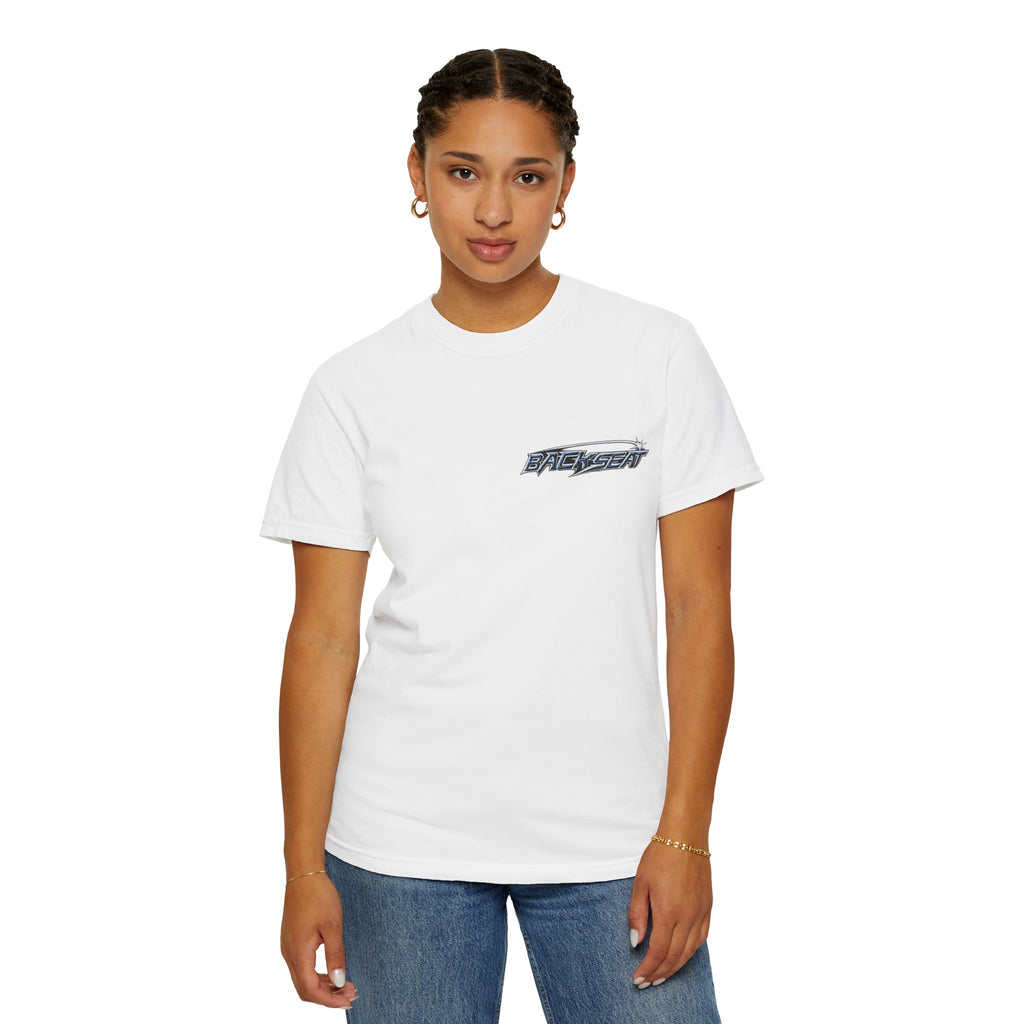 BACKSEAT Midnight Blue Graphic T-Shirt — Retro Racing Streetwear Tee