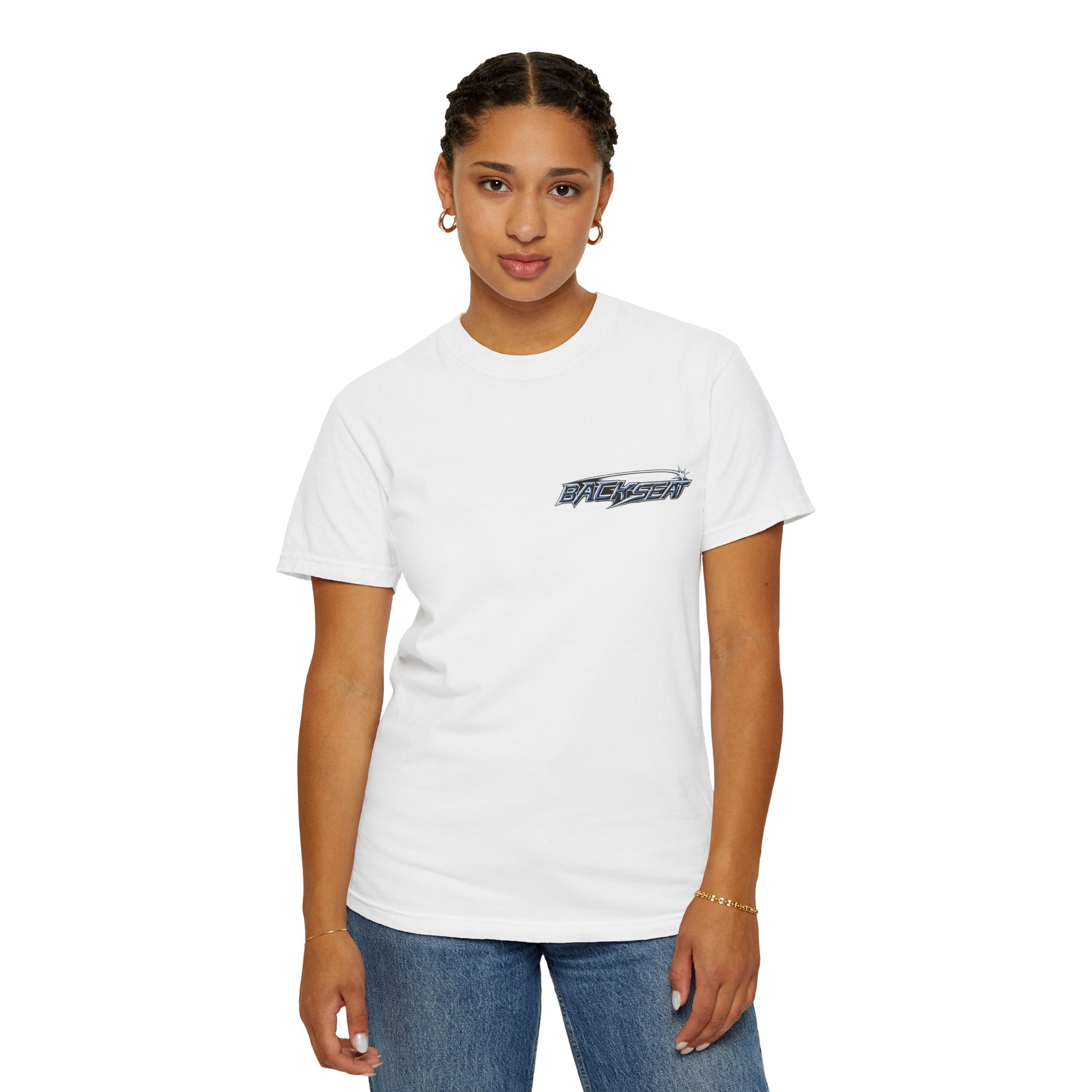 BACKSEAT Midnight Blue Graphic T-Shirt — Retro Racing Streetwear Tee