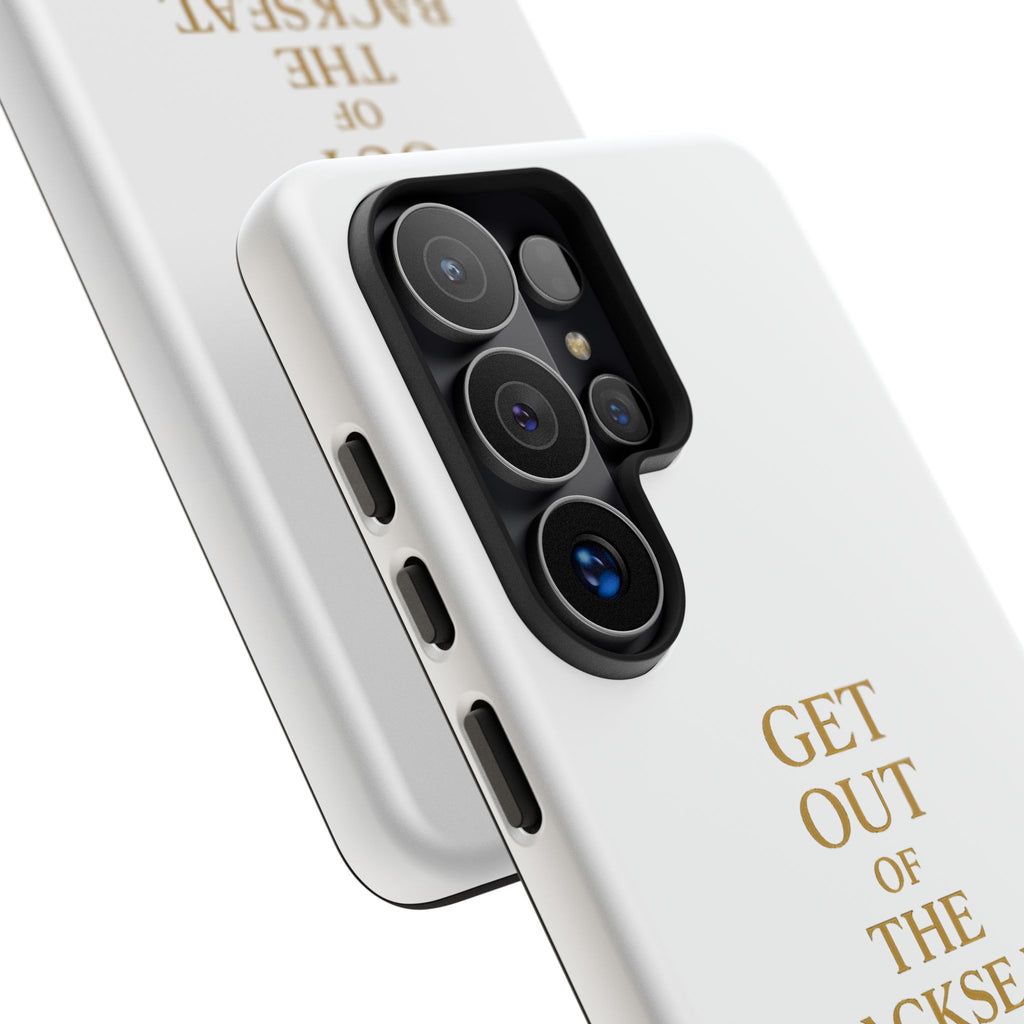Get Out of the Backseat iPhone Case — Minimal Gold Typography Protective Phone Case
