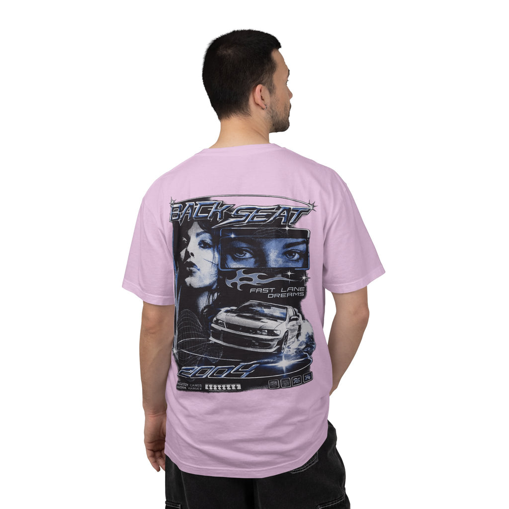 BACKSEAT Midnight Blue Graphic T-Shirt — Retro Racing Streetwear Tee