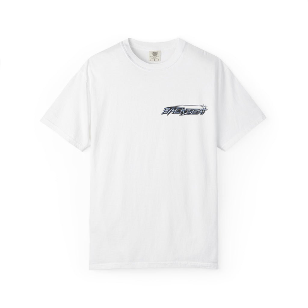 BACKSEAT Midnight Blue Graphic T-Shirt — Retro Racing Streetwear Tee