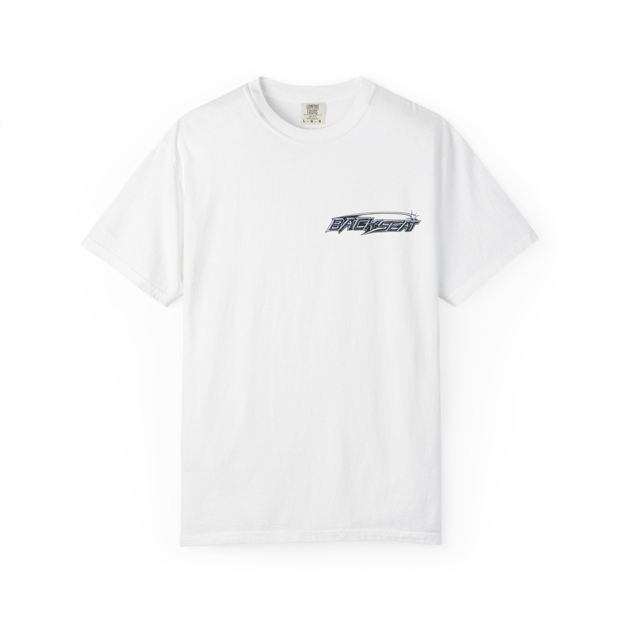 BACKSEAT Midnight Blue Graphic T-Shirt — Retro Racing Streetwear Tee