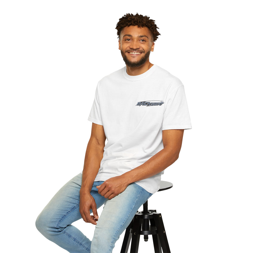 BACKSEAT Midnight Blue Graphic T-Shirt — Retro Racing Streetwear Tee