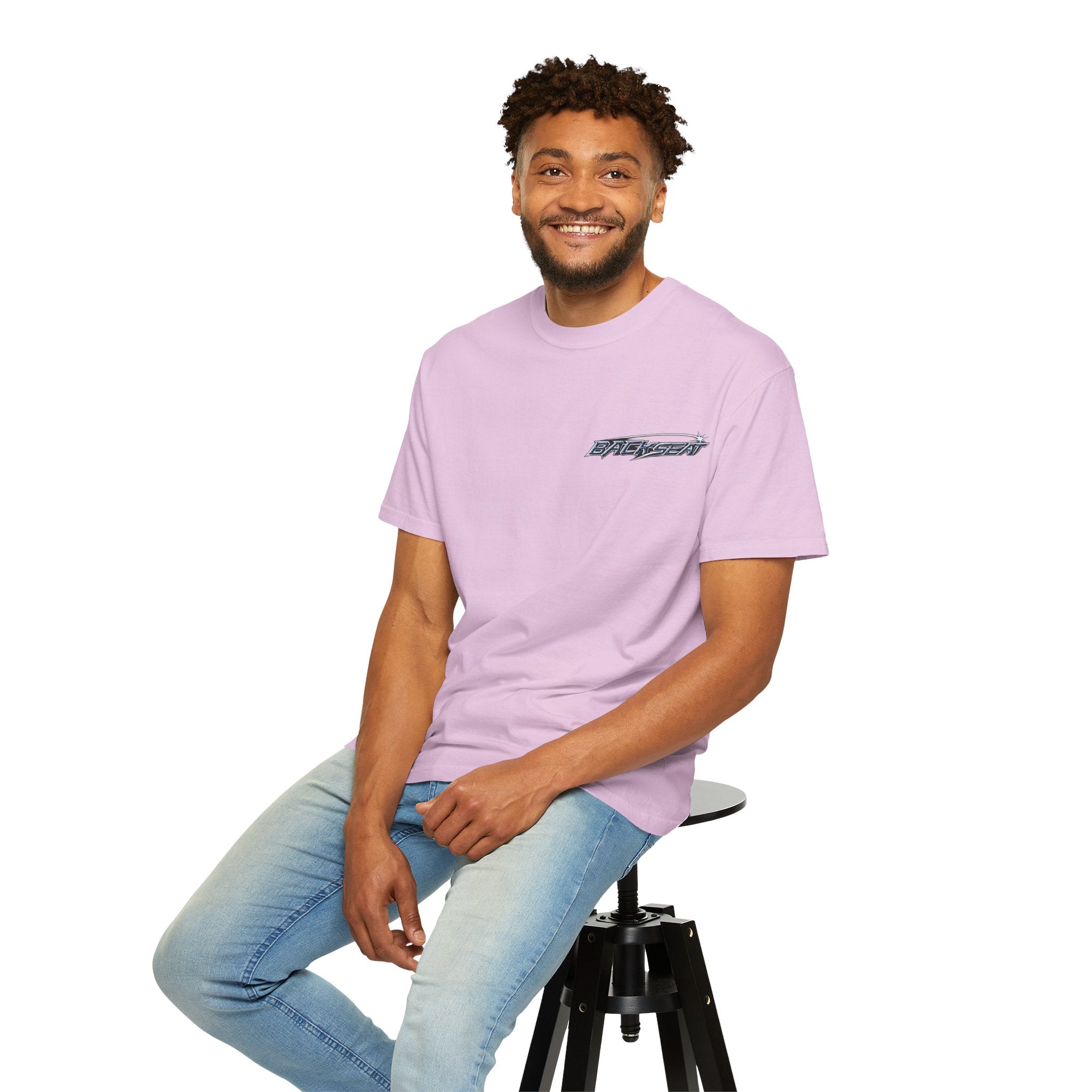 BACKSEAT Midnight Blue Graphic T-Shirt — Retro Racing Streetwear Tee