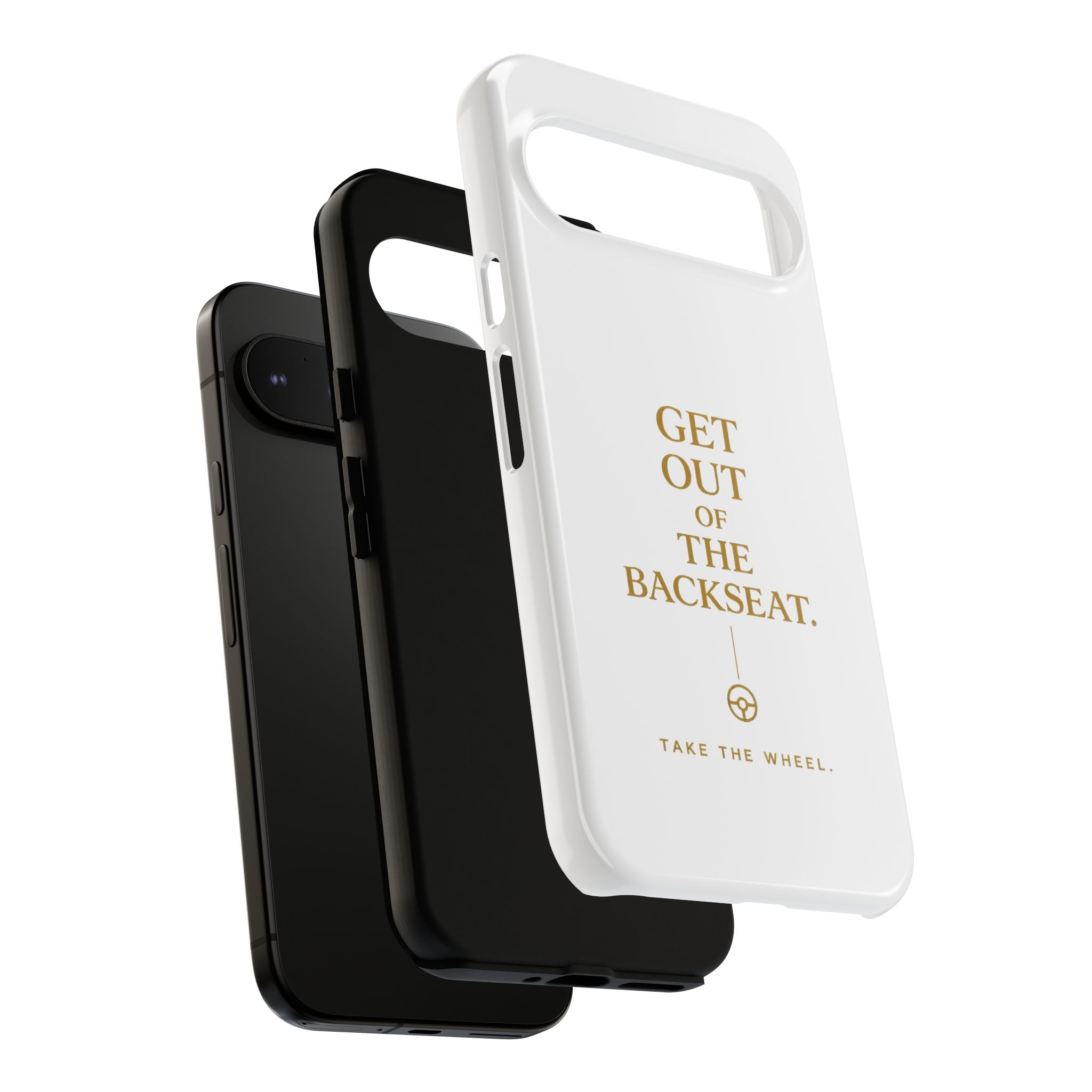 Get Out of the Backseat iPhone Case — Minimal Gold Typography Protective Phone Case