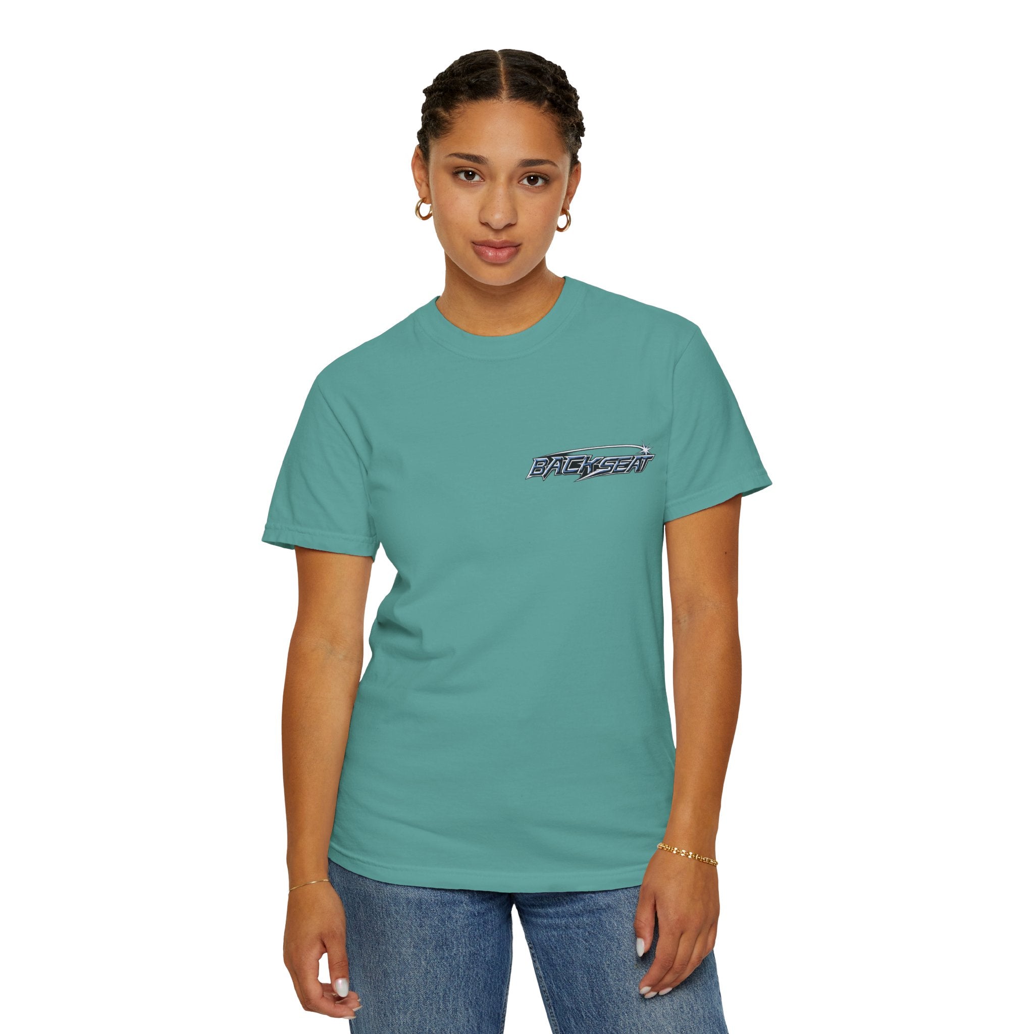 BACKSEAT Midnight Blue Graphic T-Shirt — Retro Racing Streetwear Tee