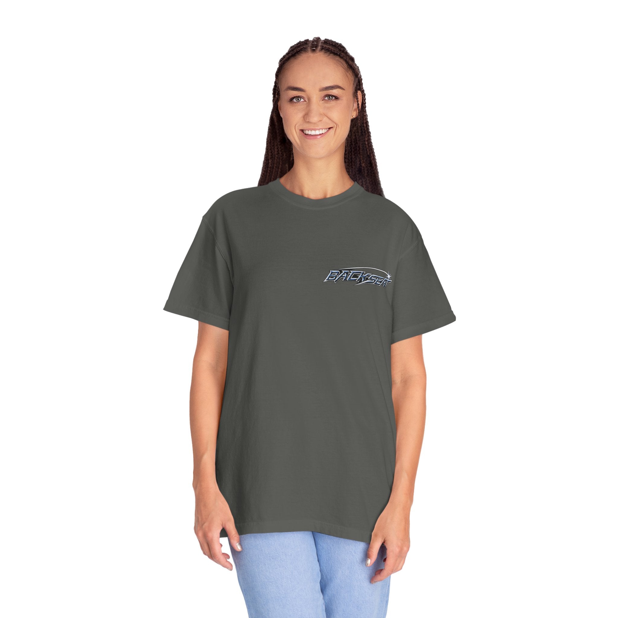 BACKSEAT Midnight Blue Graphic T-Shirt — Retro Racing Streetwear Tee