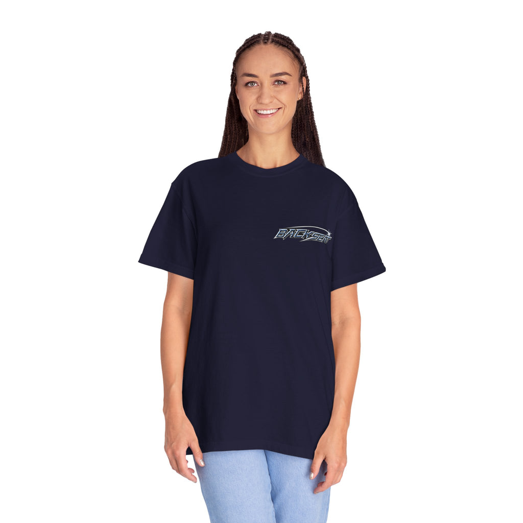 BACKSEAT Midnight Blue Graphic T-Shirt — Retro Racing Streetwear Tee