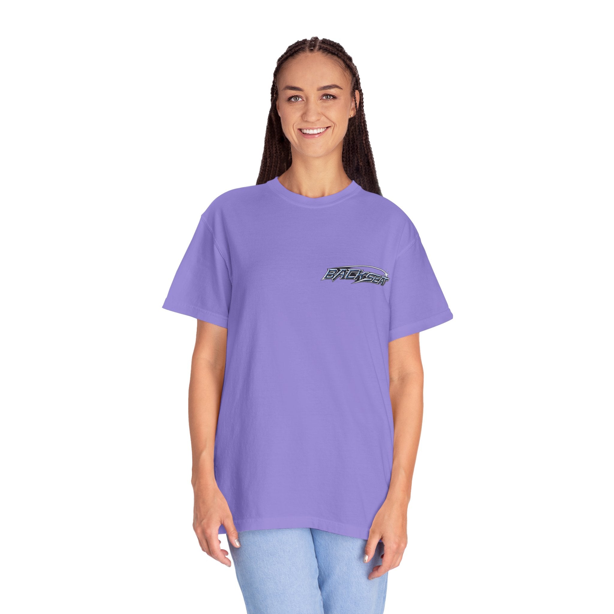 BACKSEAT Midnight Blue Graphic T-Shirt — Retro Racing Streetwear Tee