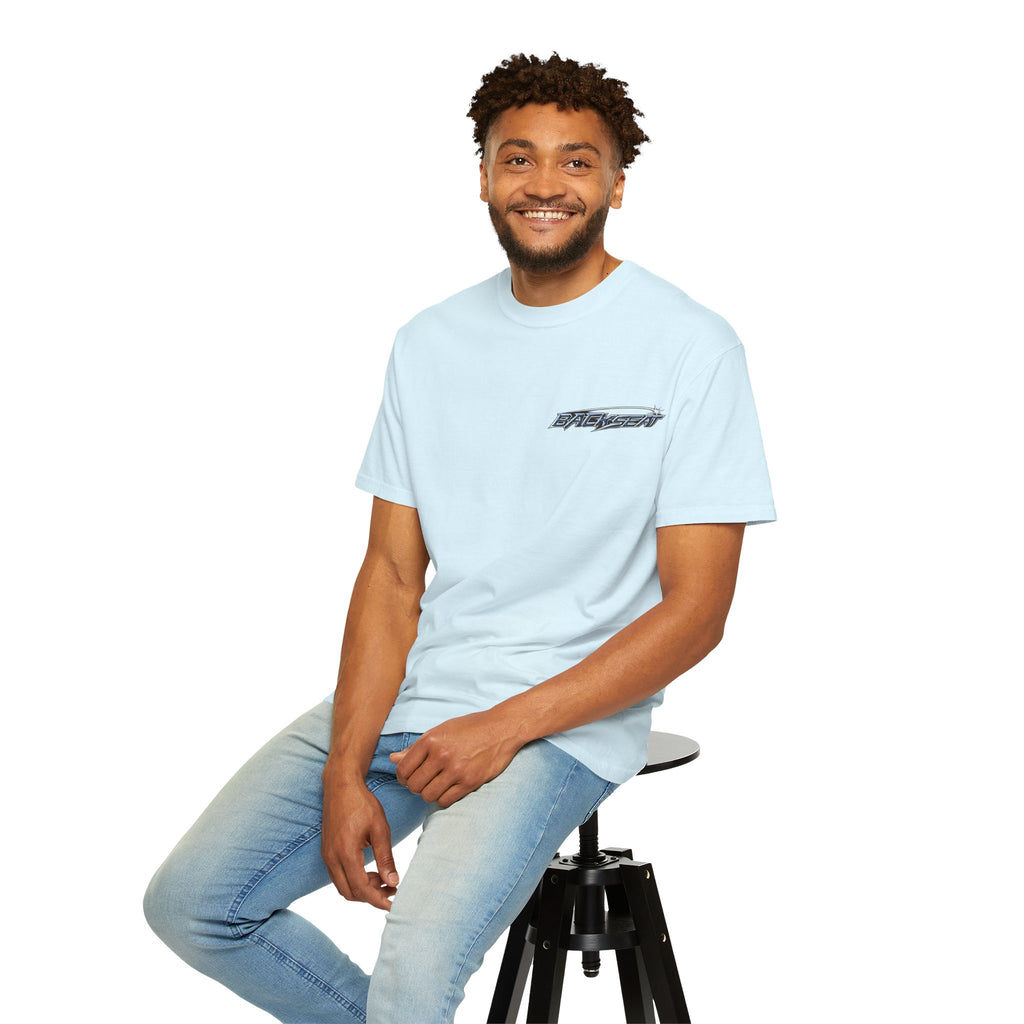 BACKSEAT Midnight Blue Graphic T-Shirt — Retro Racing Streetwear Tee
