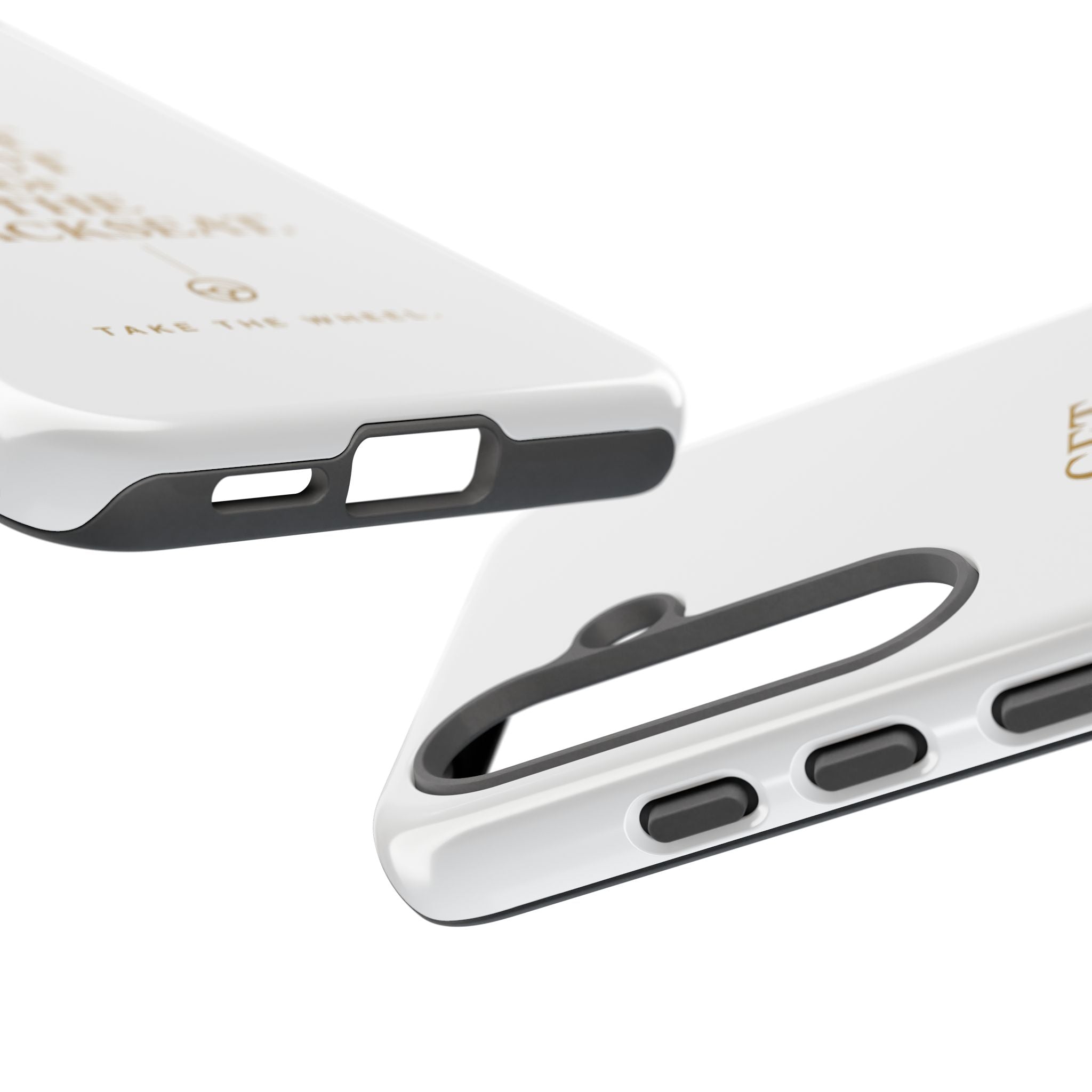 Get Out of the Backseat iPhone Case — Minimal Gold Typography Protective Phone Case