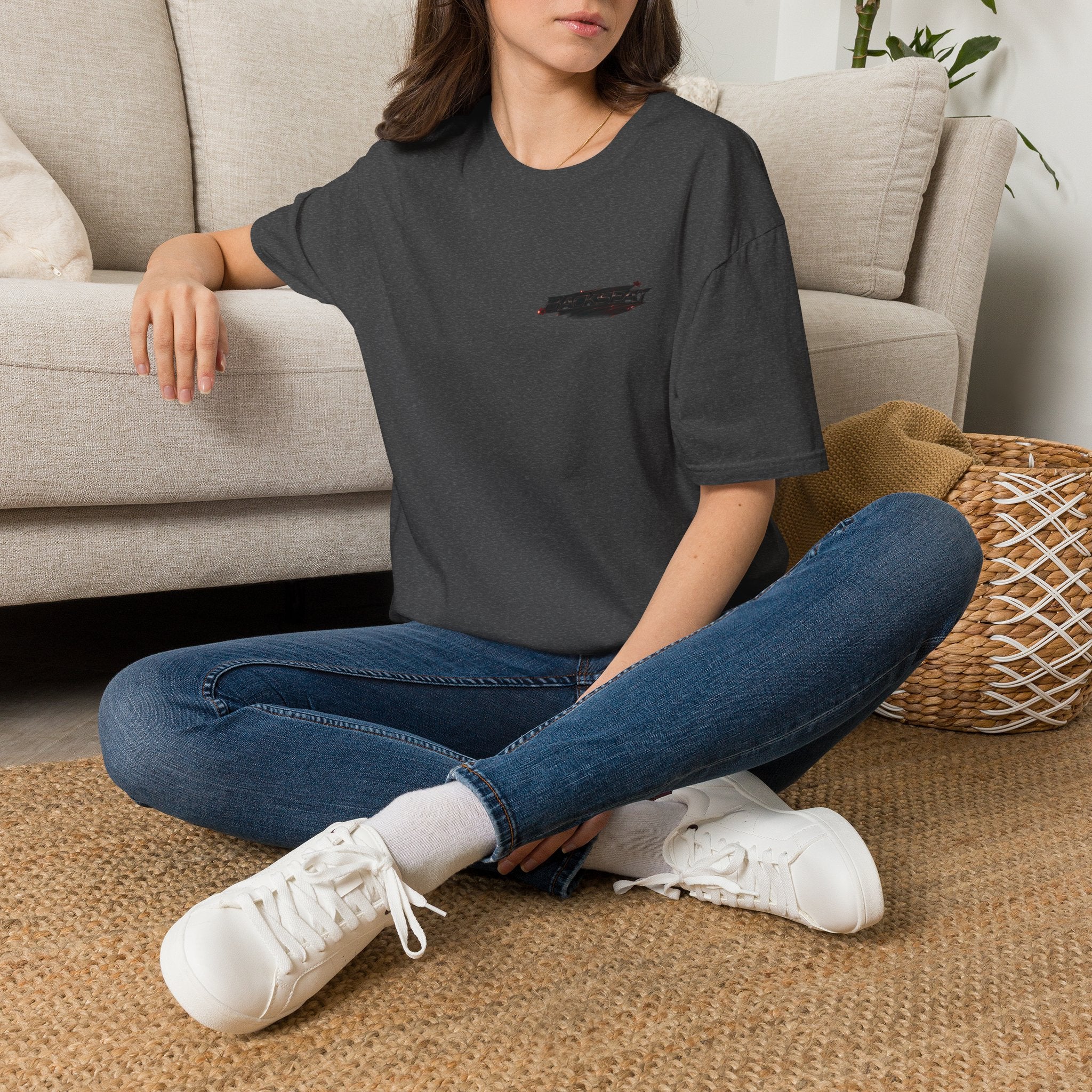 Minimal Black Cherry BACKSEAT T-Shirt — Small Chest Graphic Casual Tee