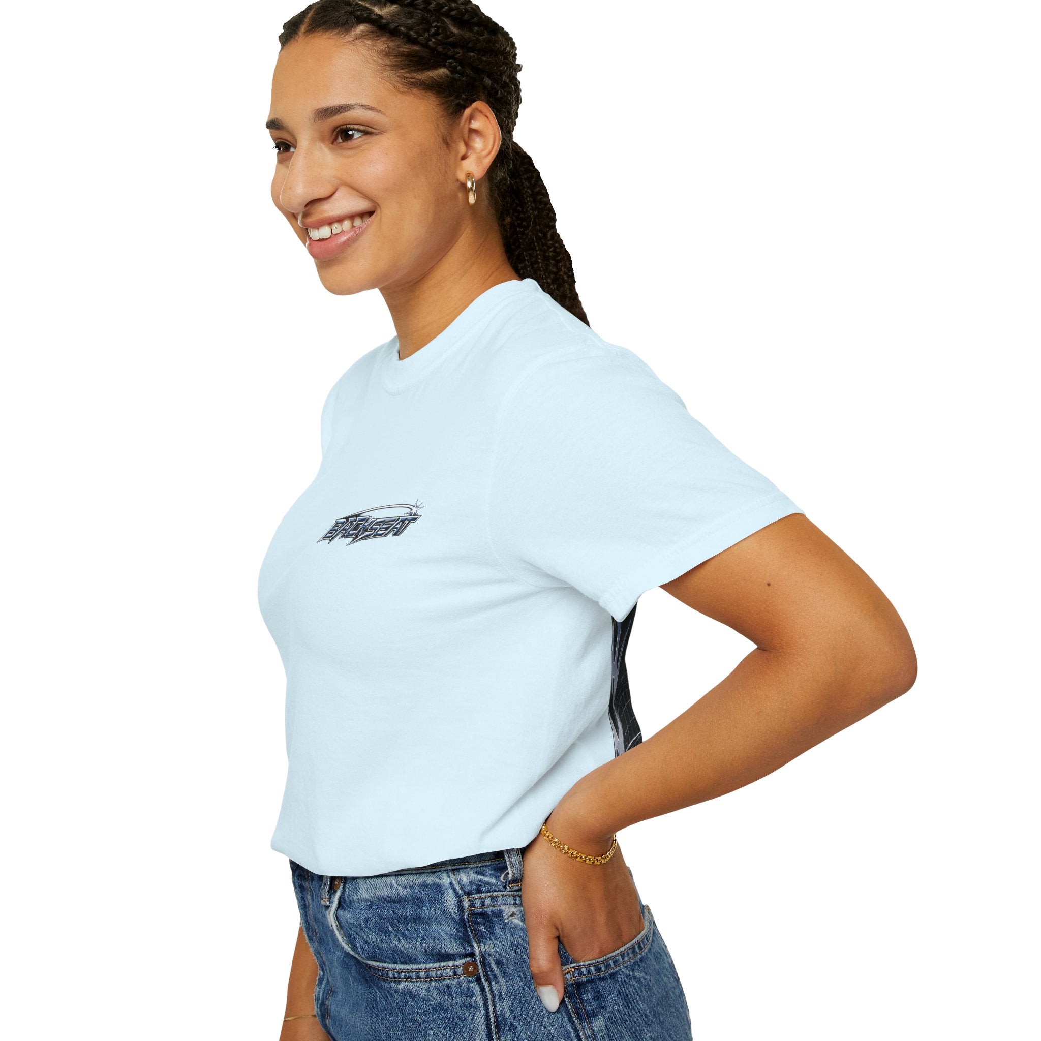 BACKSEAT Midnight Blue Graphic T-Shirt — Retro Racing Streetwear Tee