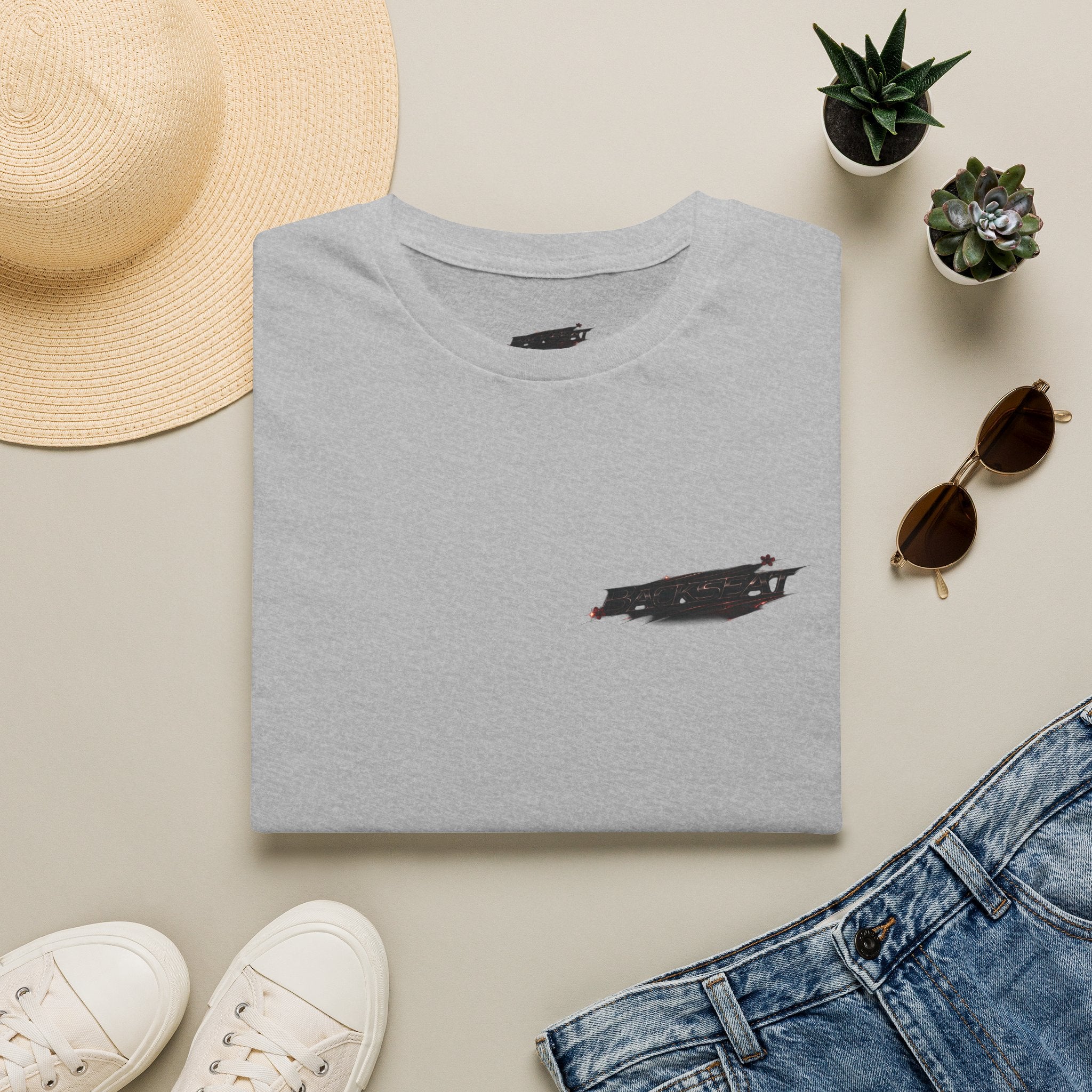Minimal Black Cherry BACKSEAT T-Shirt — Small Chest Graphic Casual Tee