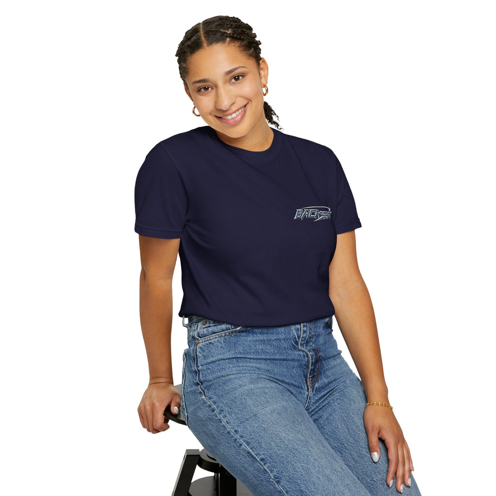 BACKSEAT Midnight Blue Graphic T-Shirt — Retro Racing Streetwear Tee