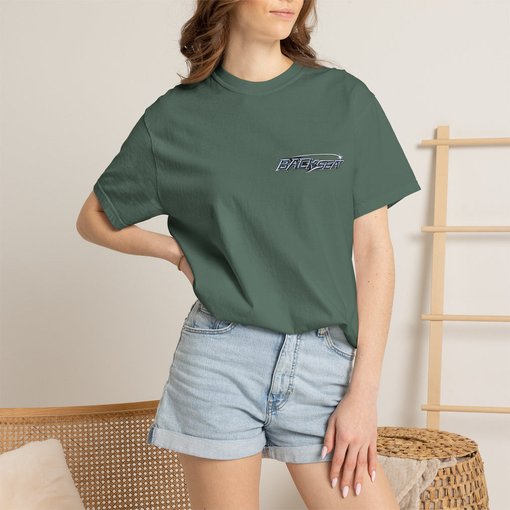 BACKSEAT Midnight Blue Graphic T-Shirt — Retro Racing Streetwear Tee