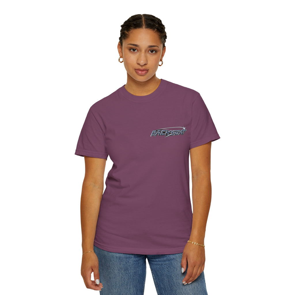 BACKSEAT Midnight Blue Graphic T-Shirt — Retro Racing Streetwear Tee