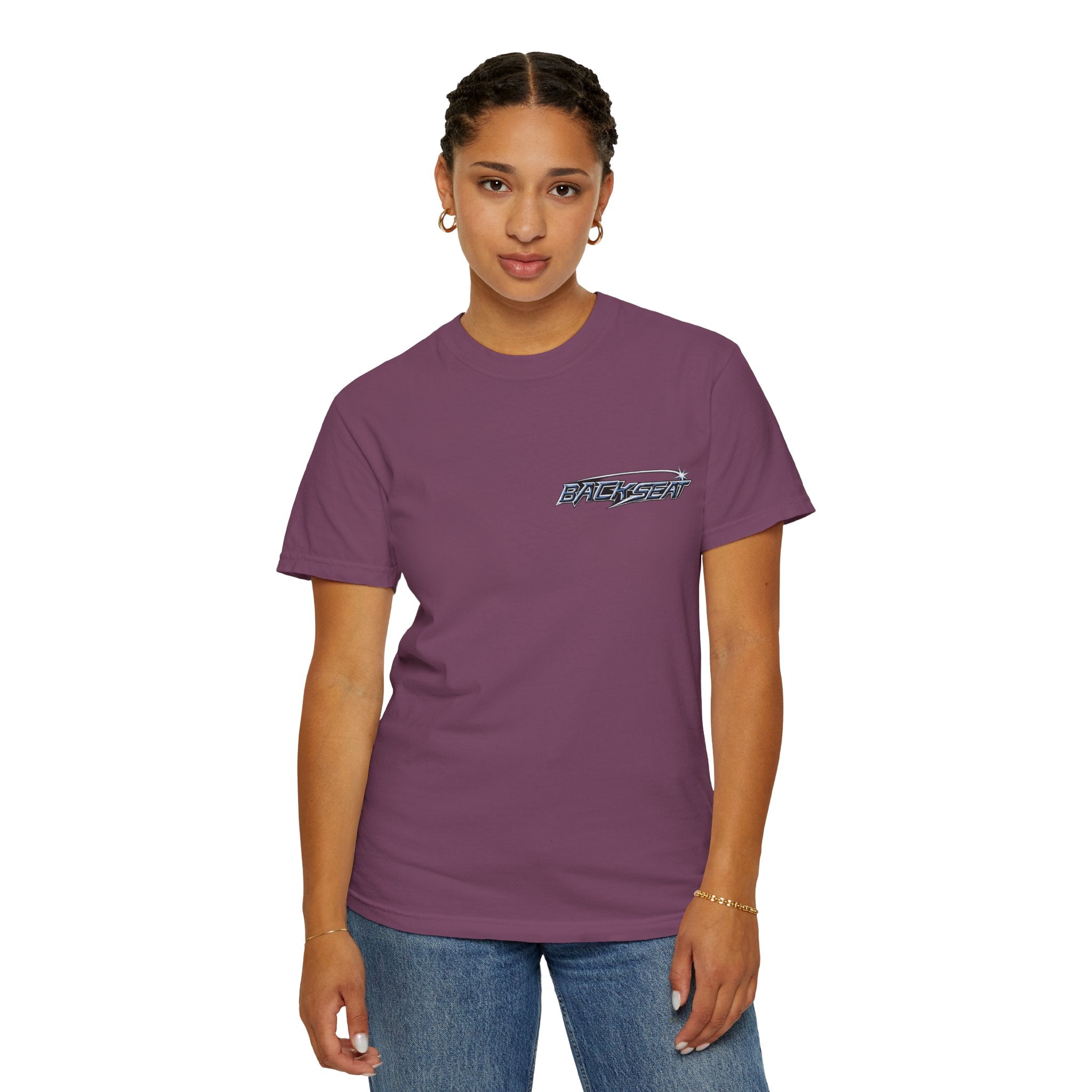 BACKSEAT Midnight Blue Graphic T-Shirt — Retro Racing Streetwear Tee
