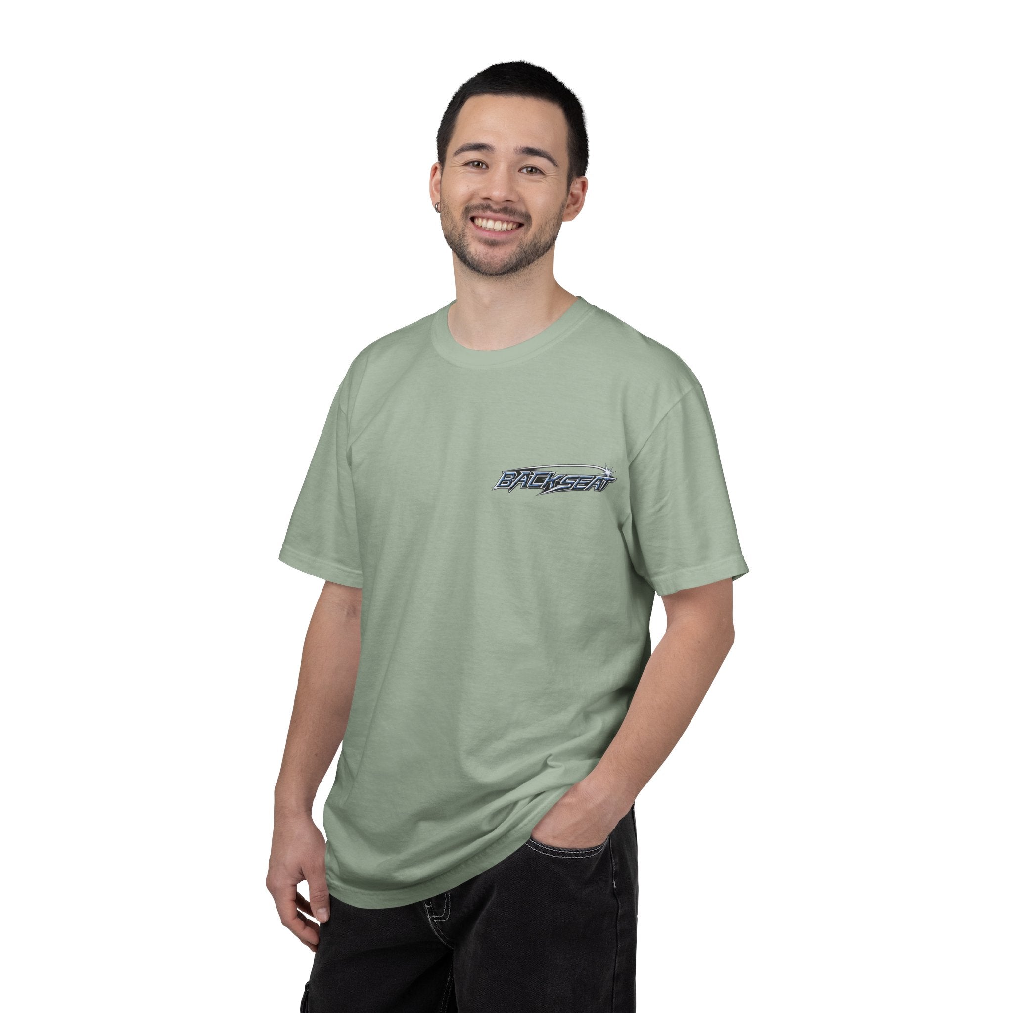 BACKSEAT Midnight Blue Graphic T-Shirt — Retro Racing Streetwear Tee