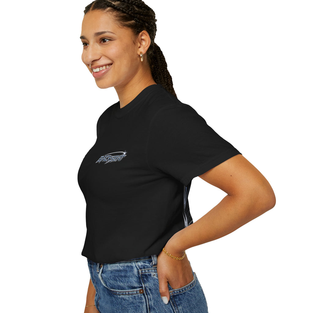 BACKSEAT Midnight Blue Graphic T-Shirt — Retro Racing Streetwear Tee