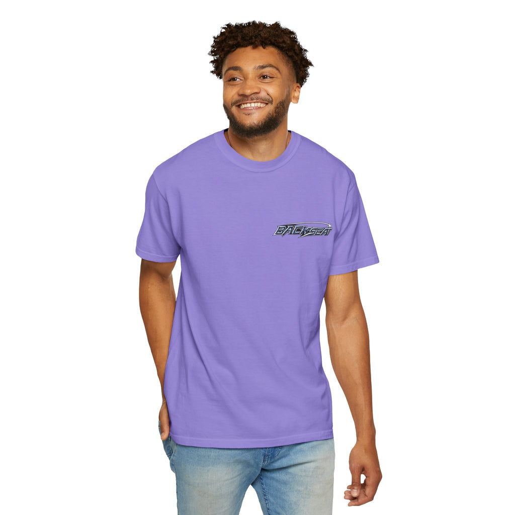 BACKSEAT Midnight Blue Graphic T-Shirt — Retro Racing Streetwear Tee