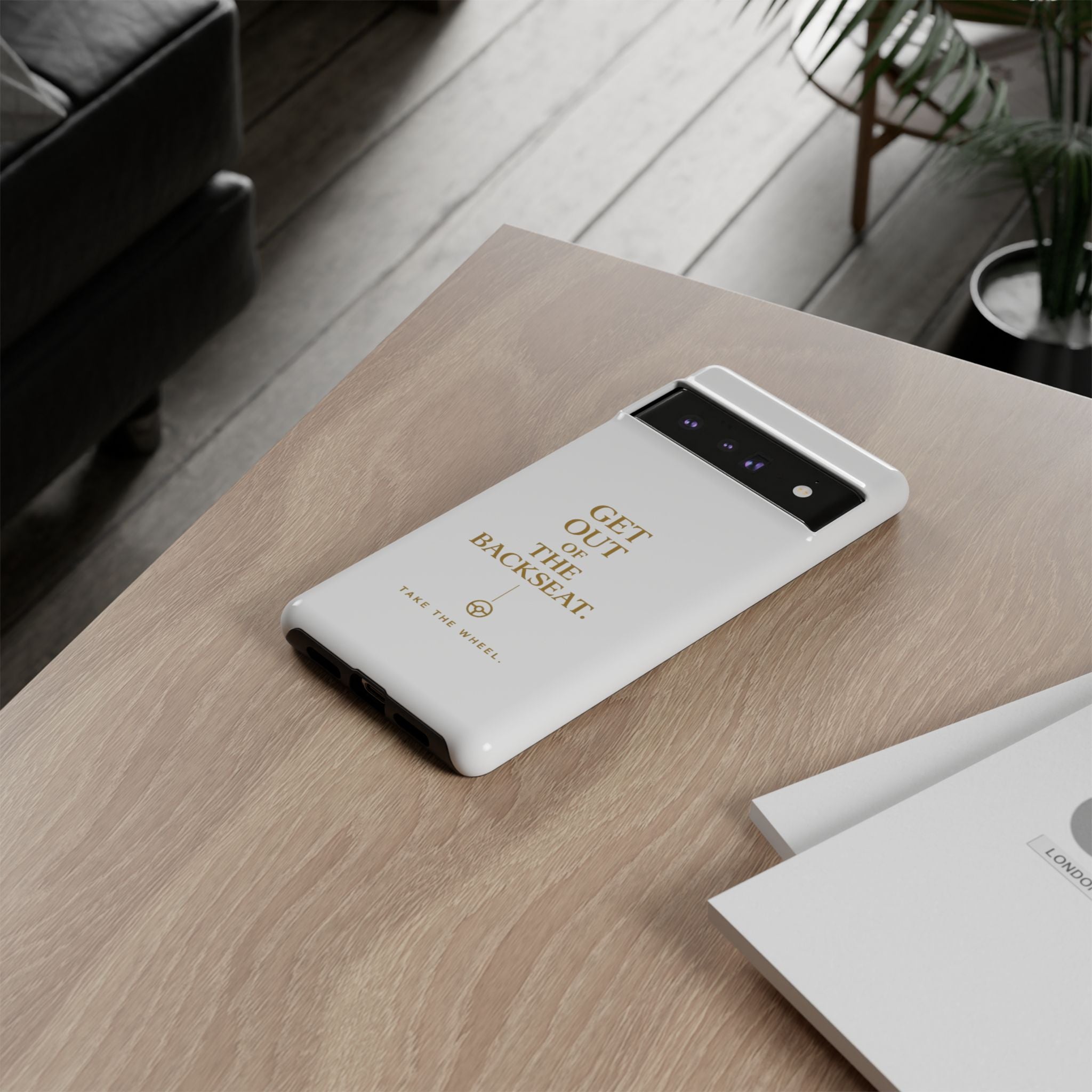 Get Out of the Backseat iPhone Case — Minimal Gold Typography Protective Phone Case